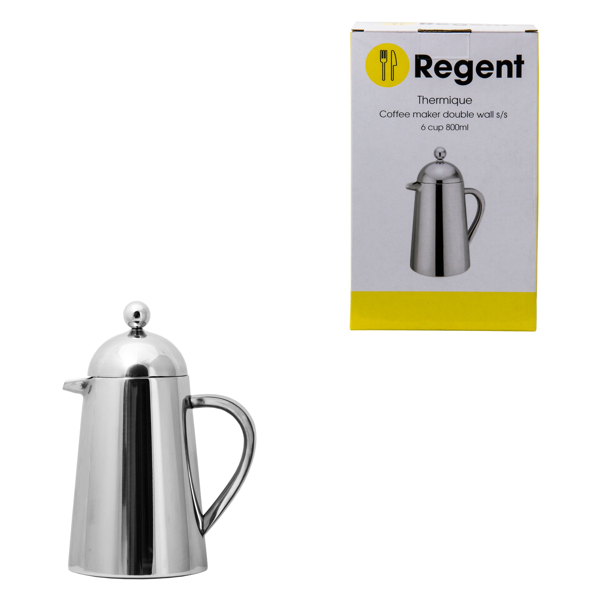 REGENT THERMIQUE COFFEE PLUNGER DOUBLE WALL ST STEEL 6 CUP, 800ML