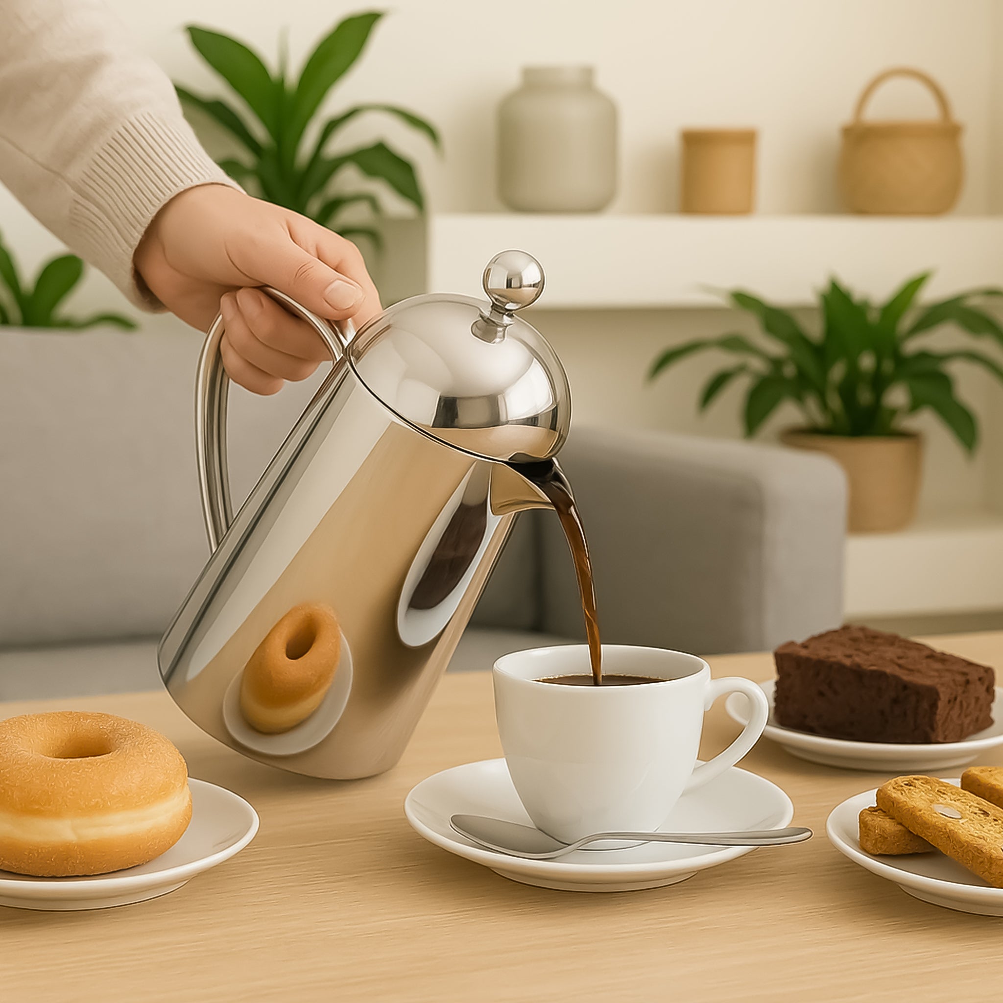 REGENT THERMIQUE COFFEE PLUNGER DOUBLE WALL ST STEEL 6 CUP, 800ML