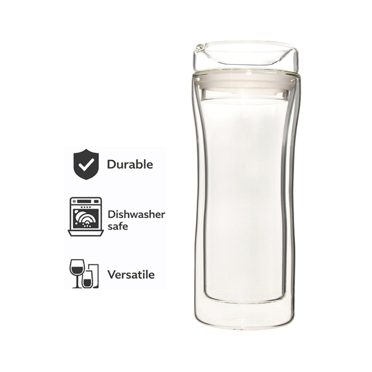 CONSOL ROMA DOUBLE WALL TRAVEL MUG WITH LID, 340ML