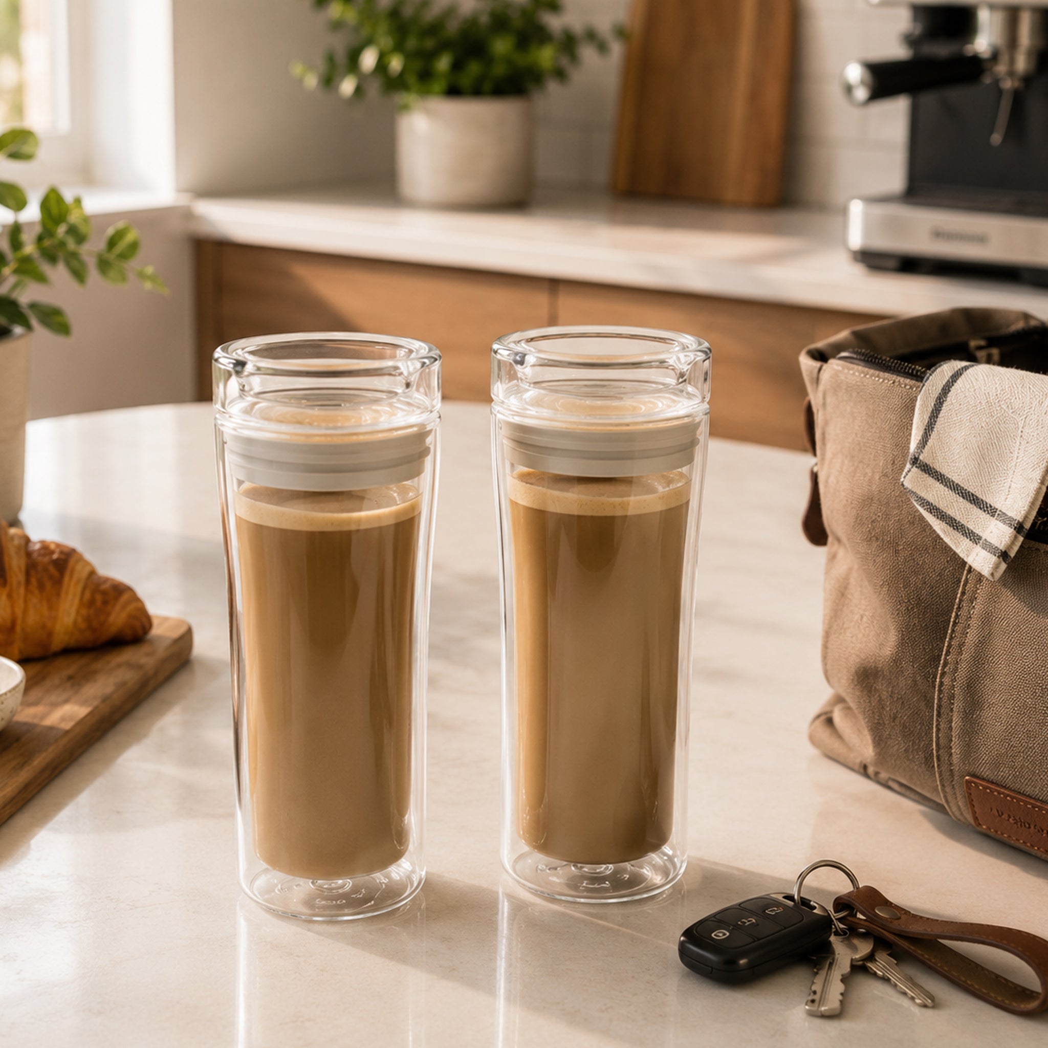 CONSOL ROMA DOUBLE WALL TRAVEL MUG WITH LID, 340ML