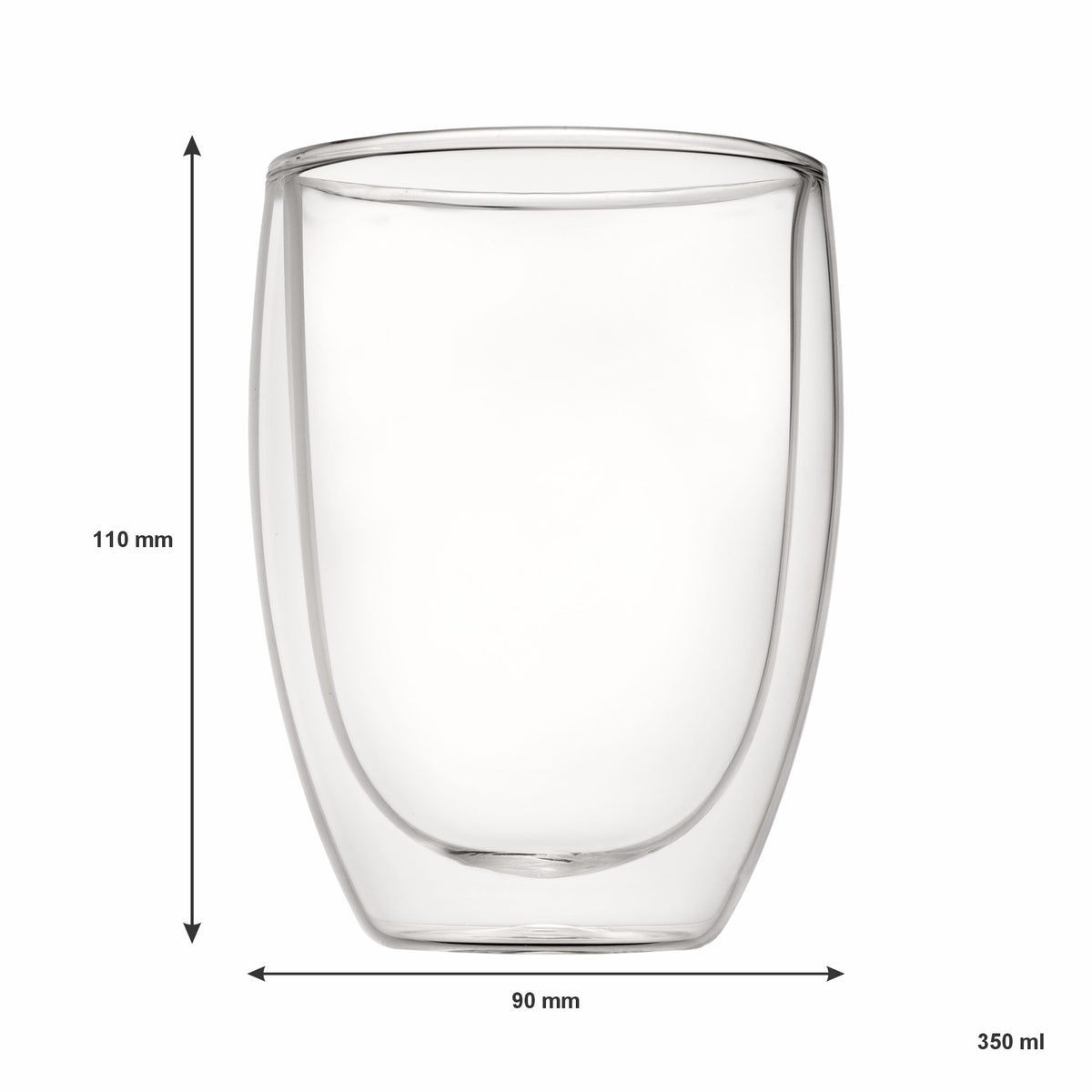 CONSOL ROMA DOUBLE WALL BOROSILICATE GLASS TEA/COFFEE CUP 2PK, 350ML