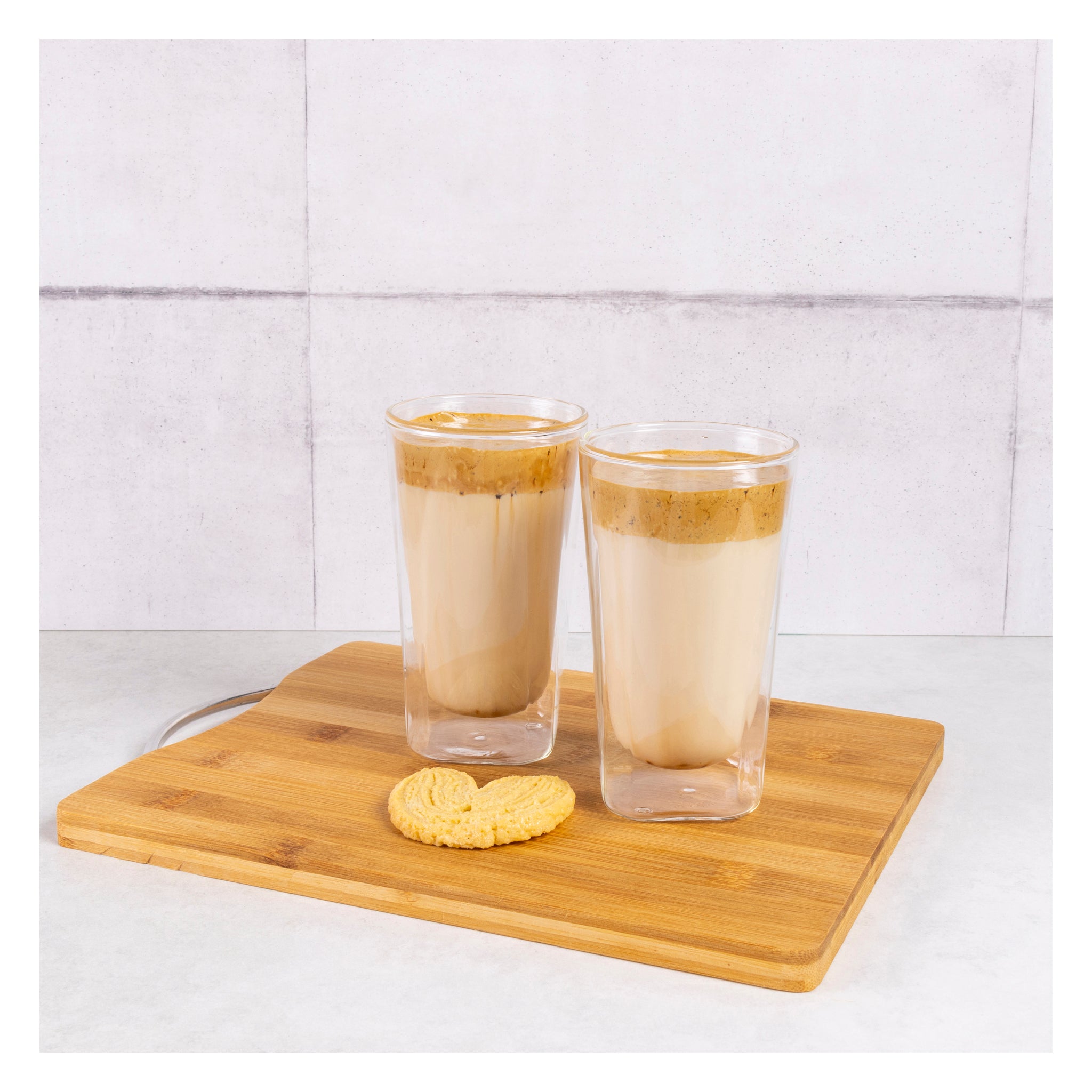 CONSOL ROMA DOUBLE WALL SQUARE BOROSILICATE GLASS TEA/COFFEE CUP 2PK, 380ML