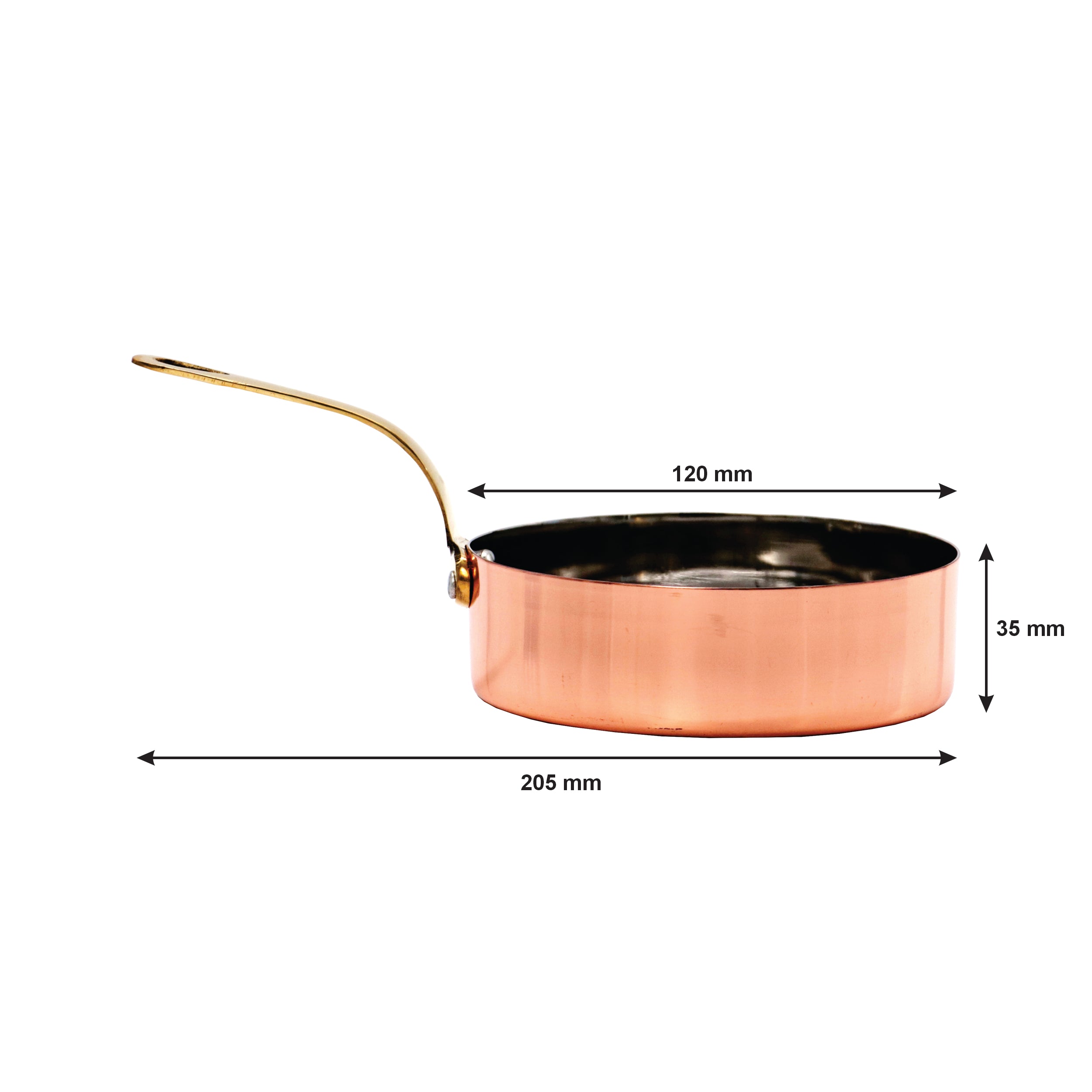 REGENT COOKWARE SAUCE PAN ST STEEL CU PLATED WITH BRASS HANDLE, 400ML - 205/120MM DIAX35MM