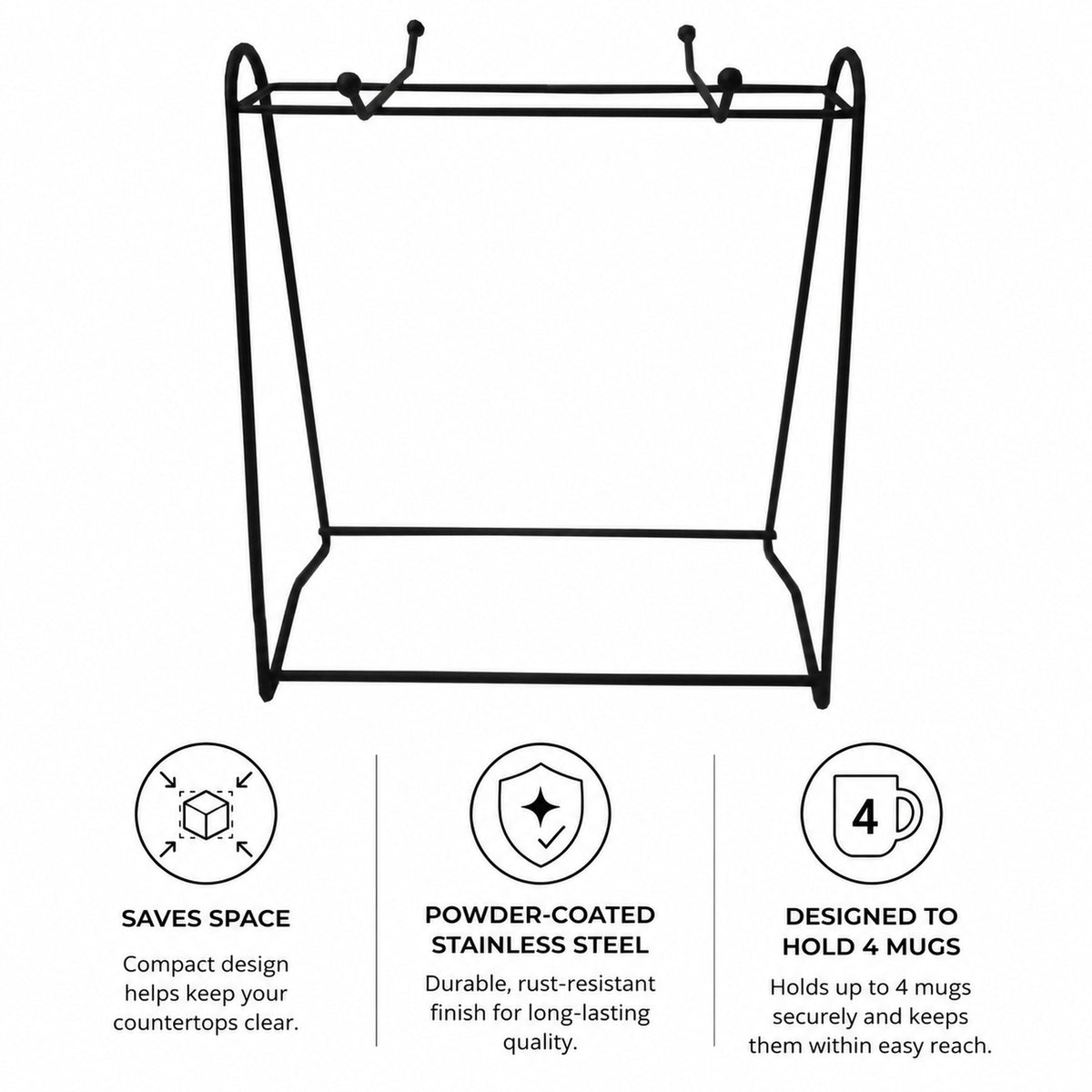REGENT SPACE SAVER STAND POWDER COATED BLACK FOR 4 MUGS