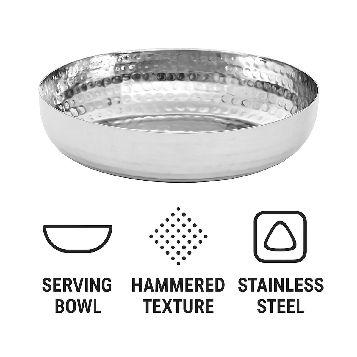 REGENT COOKWARE SERVING BOWL HAMMERED ST STEEL, 400ML - 140MM DIAX36MM