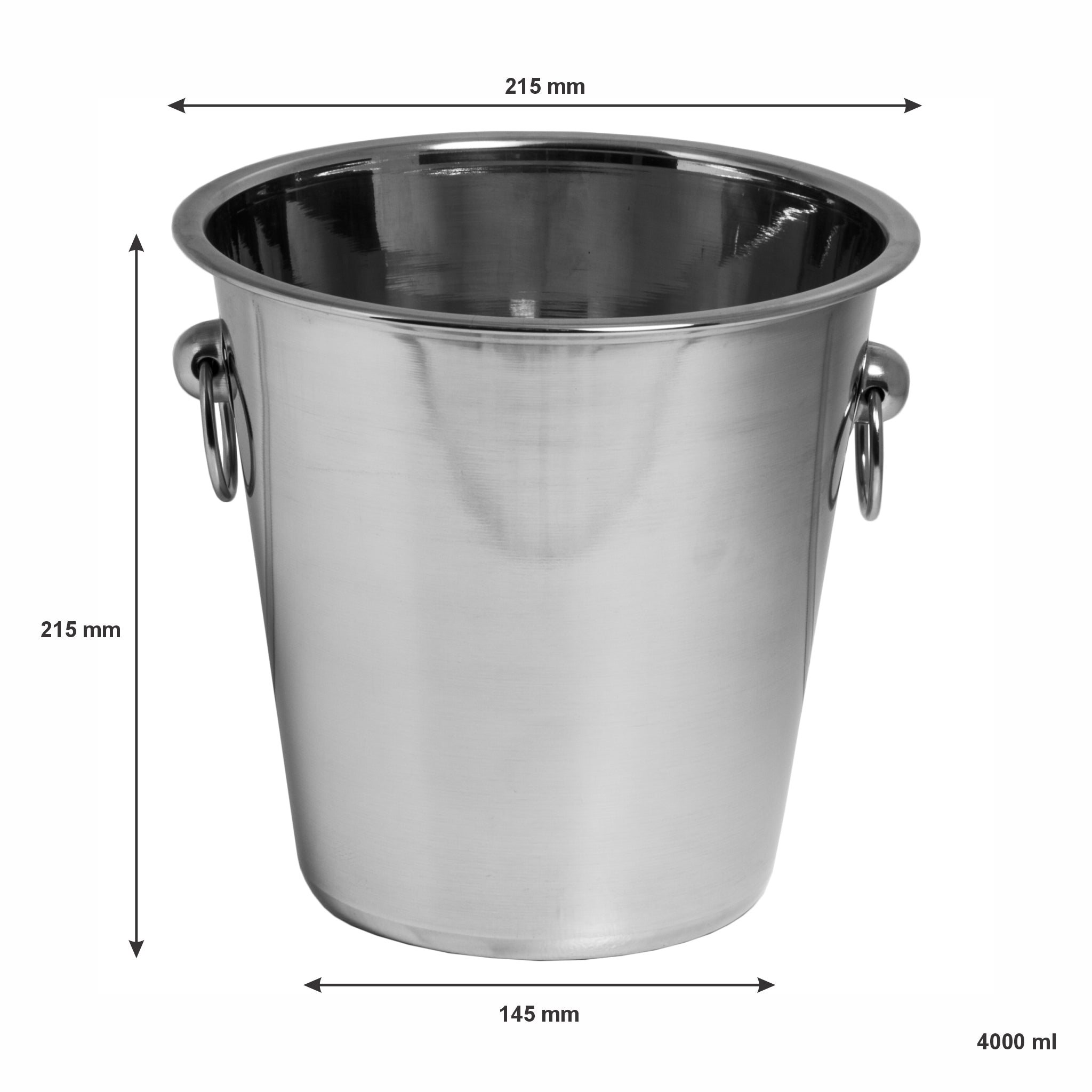 BAR BUTLER ICE BUCKET WITH RING HANDLES STAINLESS STEEL, 4L