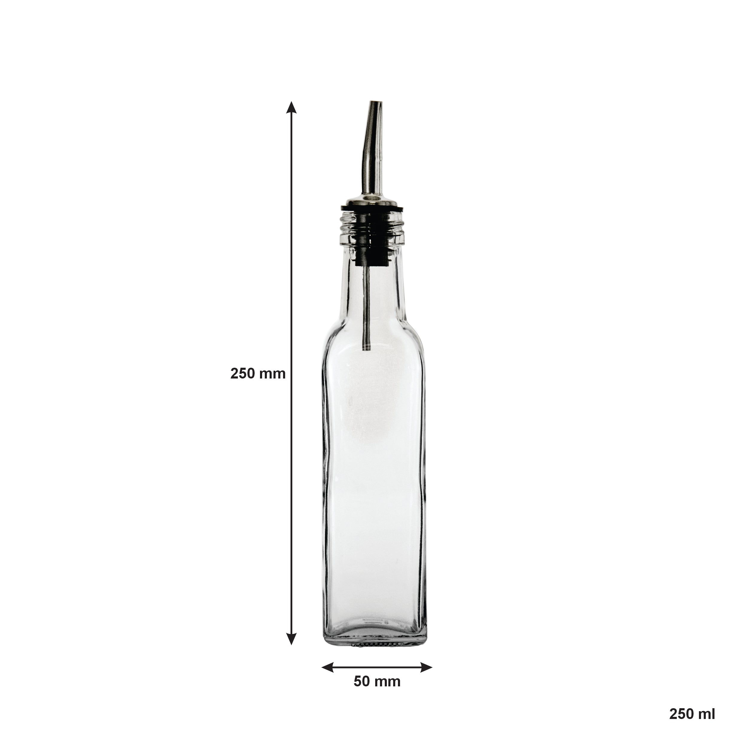 REGENT TALL SQUARE OIL & VINEGAR BOTTLES WITH POURERS ON WIRE STAND 3PCS SET, 250ML