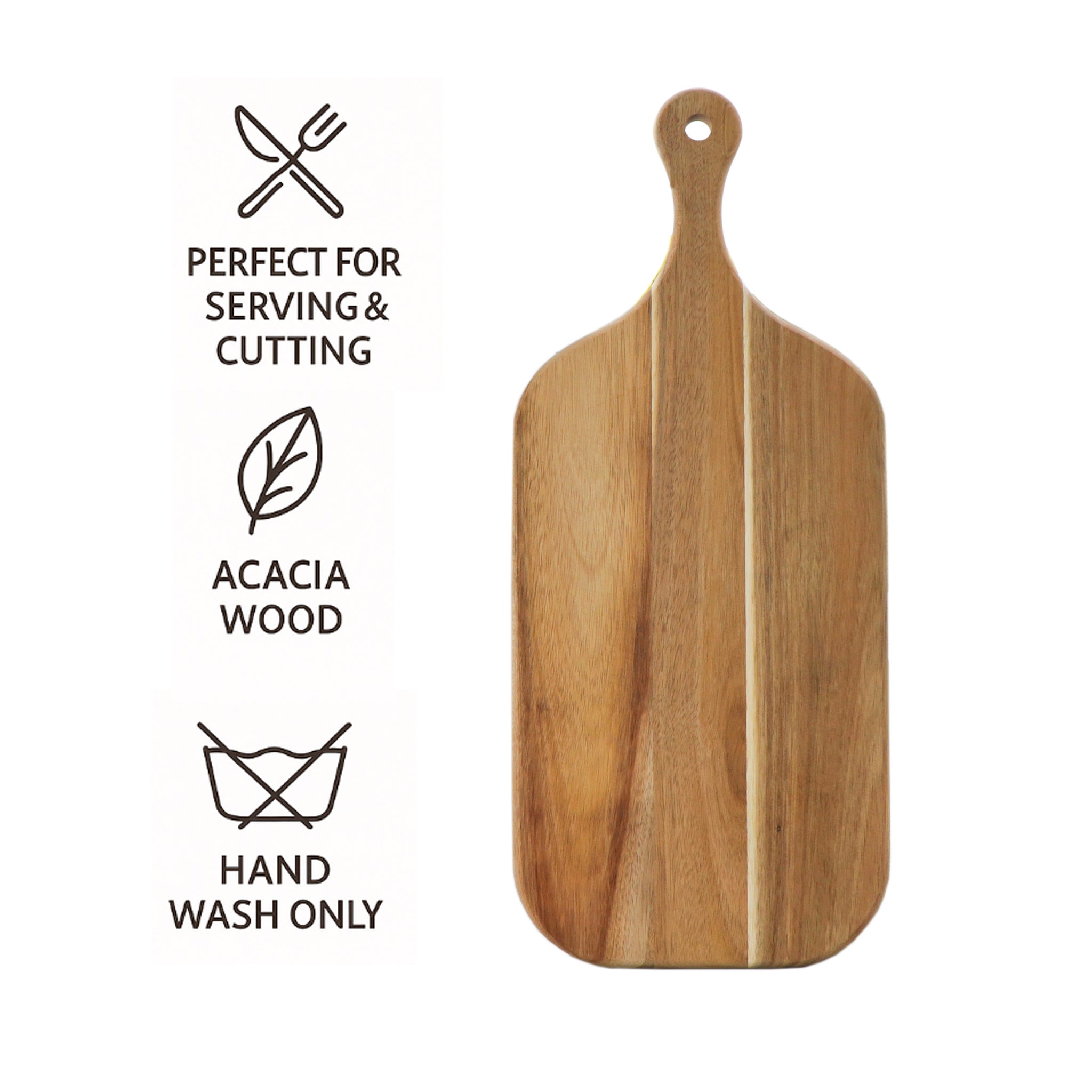 REGENT ACACIA WOOD PADDLE SERVING BOARD, 470X200MM