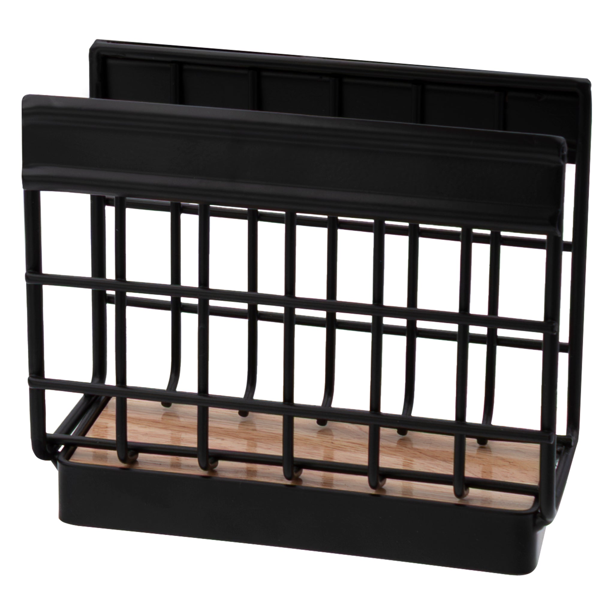 REGENT KITCHEN NAPKIN HOLDER BLACK WIRE & WOOD, 140X55MM