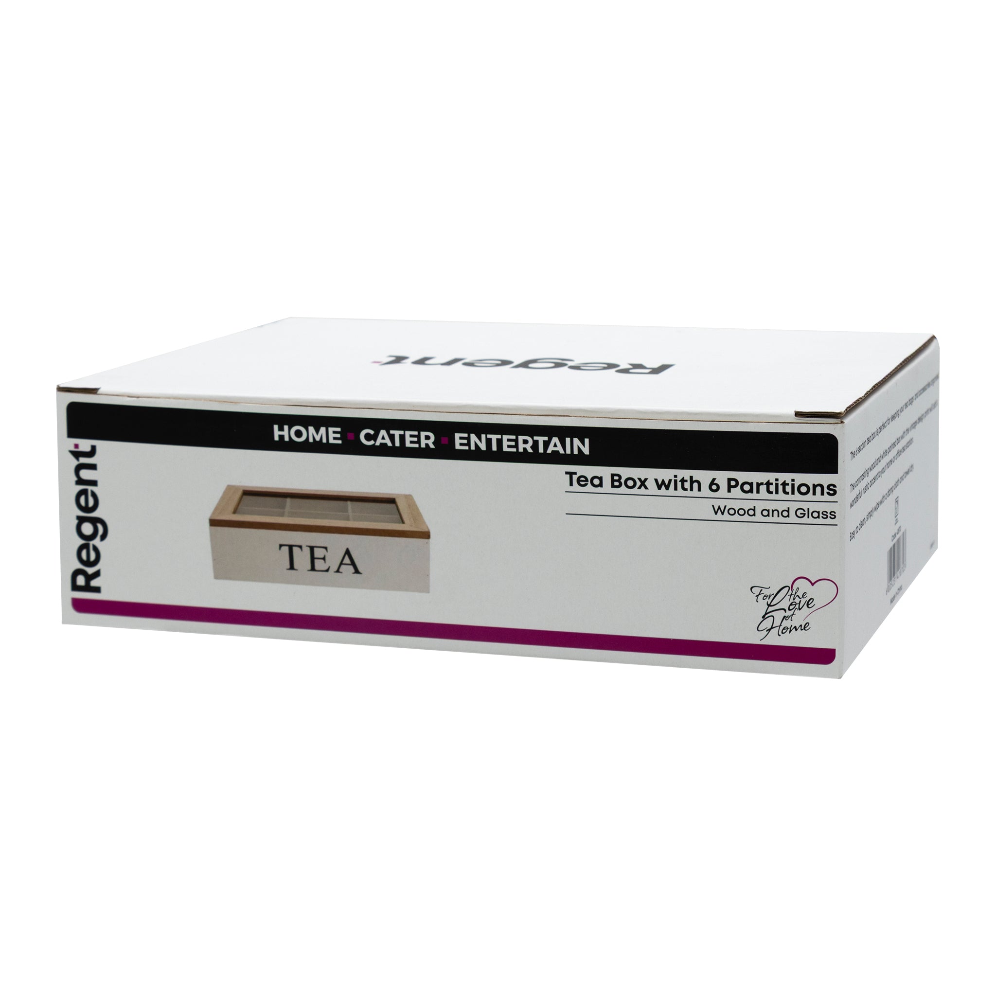 REGENT KITCHEN TEA BOX WITH 6 PARTITIONS WOOD AND GLASS, 240X160MM