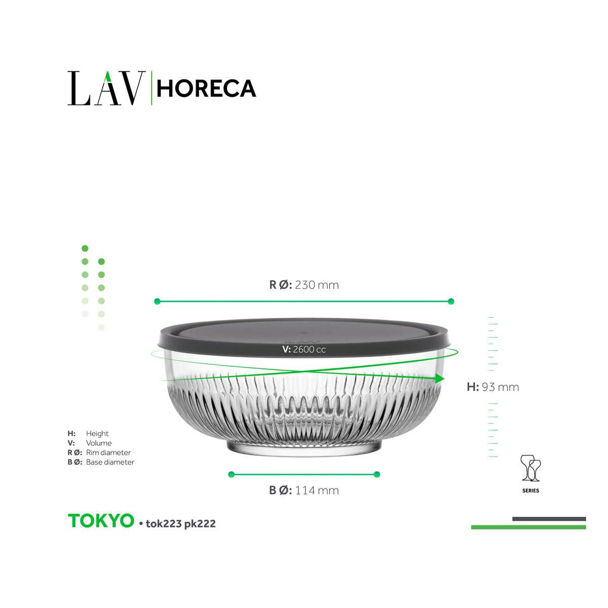 LAV HORECA TOKYO BOWL WITH PLASTIC LID 2.6L