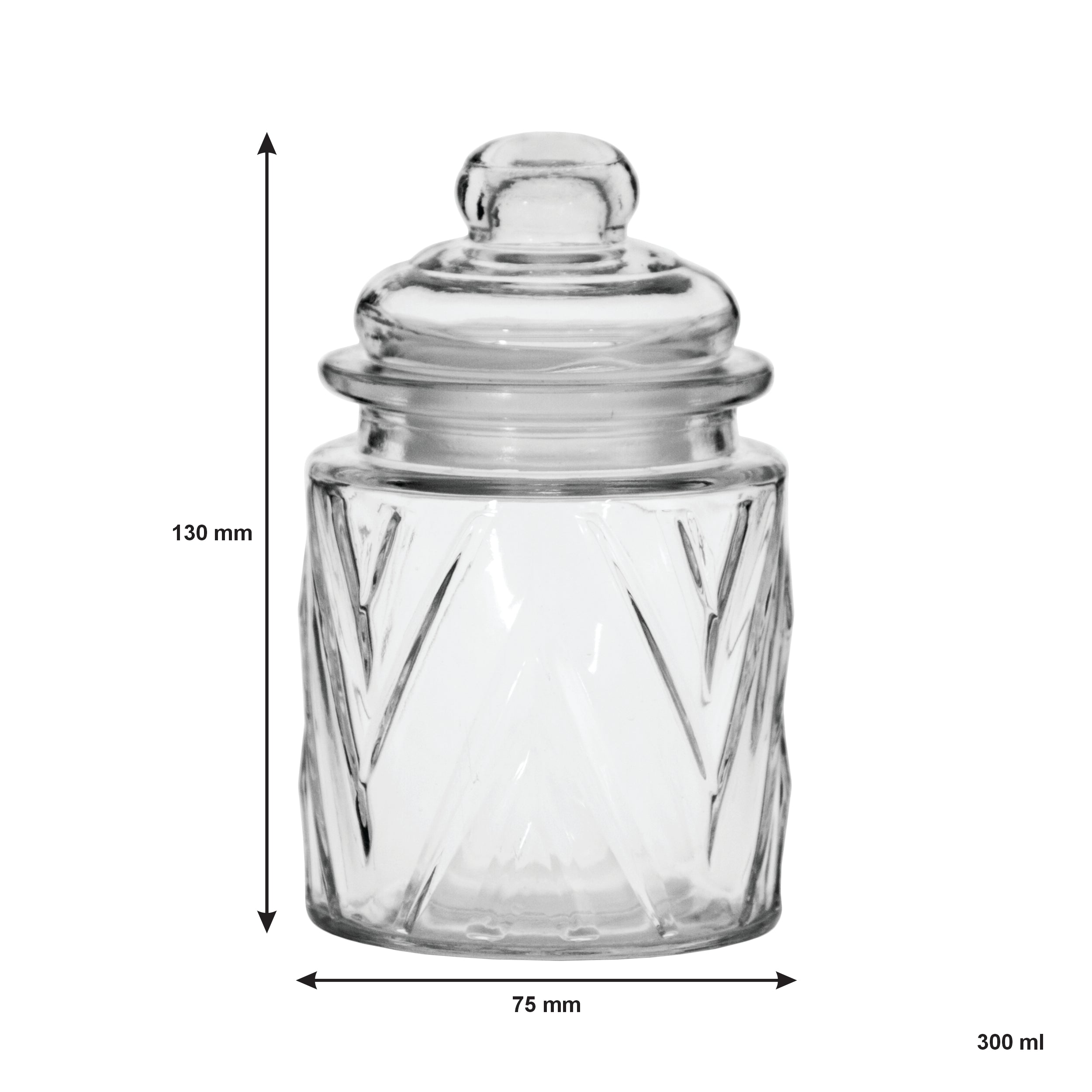 REGENT MINI GLASS CANISTERS ASSORTED DESIGNS 4PK, 300ML