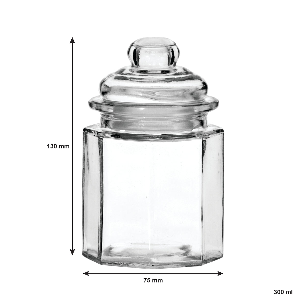 REGENT MINI GLASS CANISTERS ASSORTED DESIGNS 4PK, 300ML