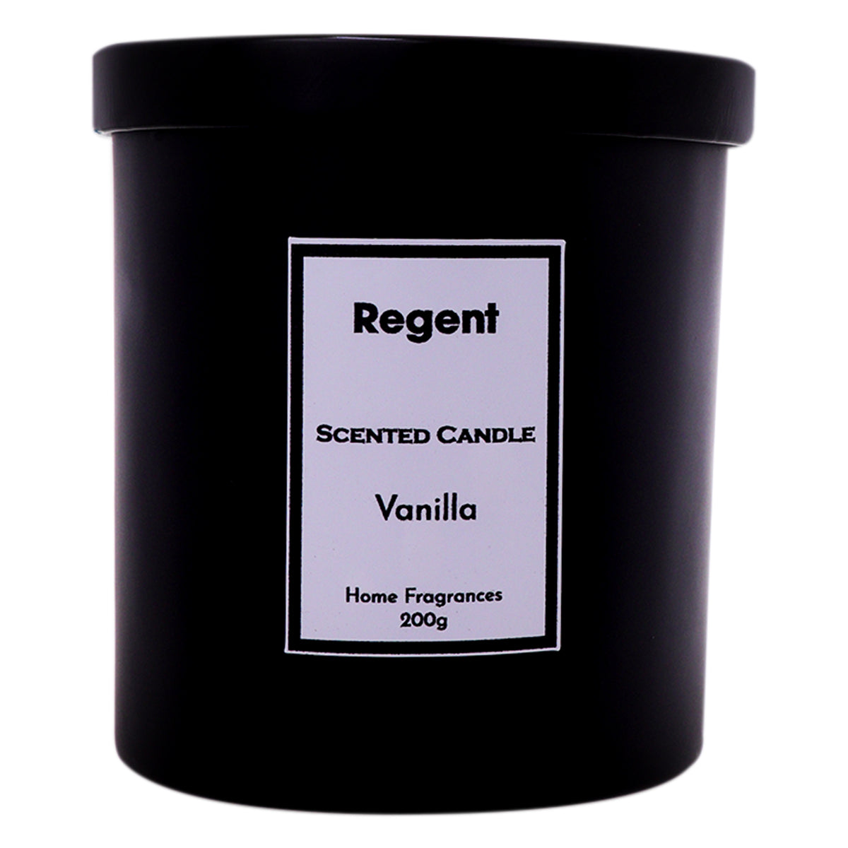 REGENT SCENTED CANDLES (VANILLA) IN A BLACK GLASS JAR WITH BLACK LID 6PK, 200G
