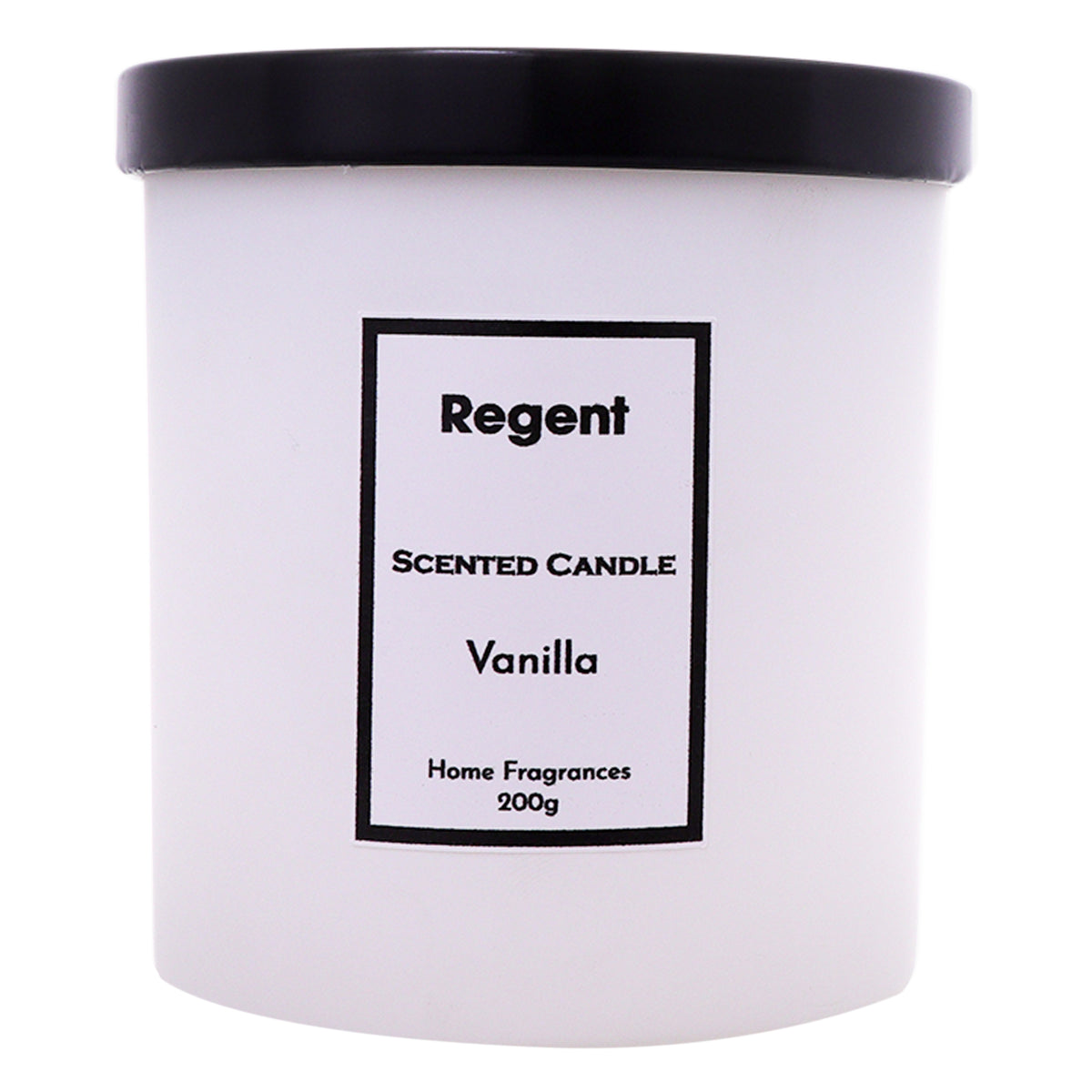 REGENT SCENTED CANDLES (VANILLA) IN A WHITE GLASS JAR WITH BLACK LID 6PK, 200G
