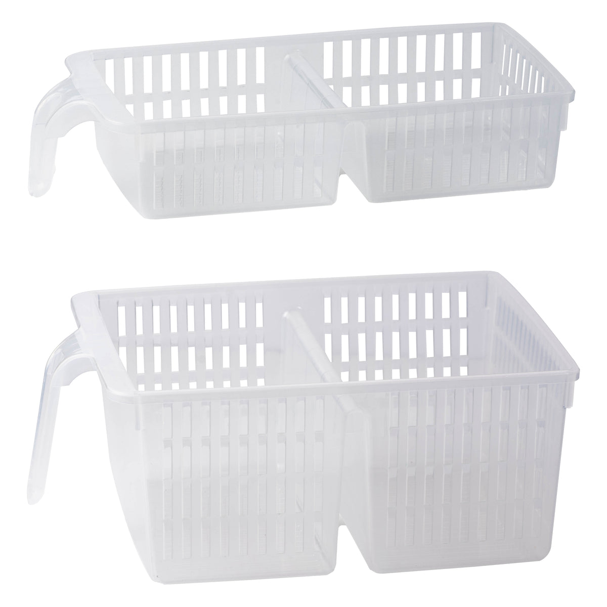 REGENT STOREAWAY PLASTIC CLEAR PANTRY AND FRIDGE BASKETS WITH DIVIDERS 2PK VALUE PACK