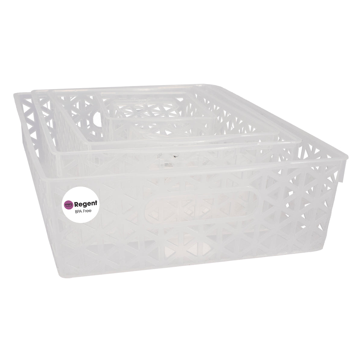 REGENT PLASTIC VENICE BASKET CLEAR 6PK VALUE PACK (A,A,B,C,D,E), 310X230X85MM