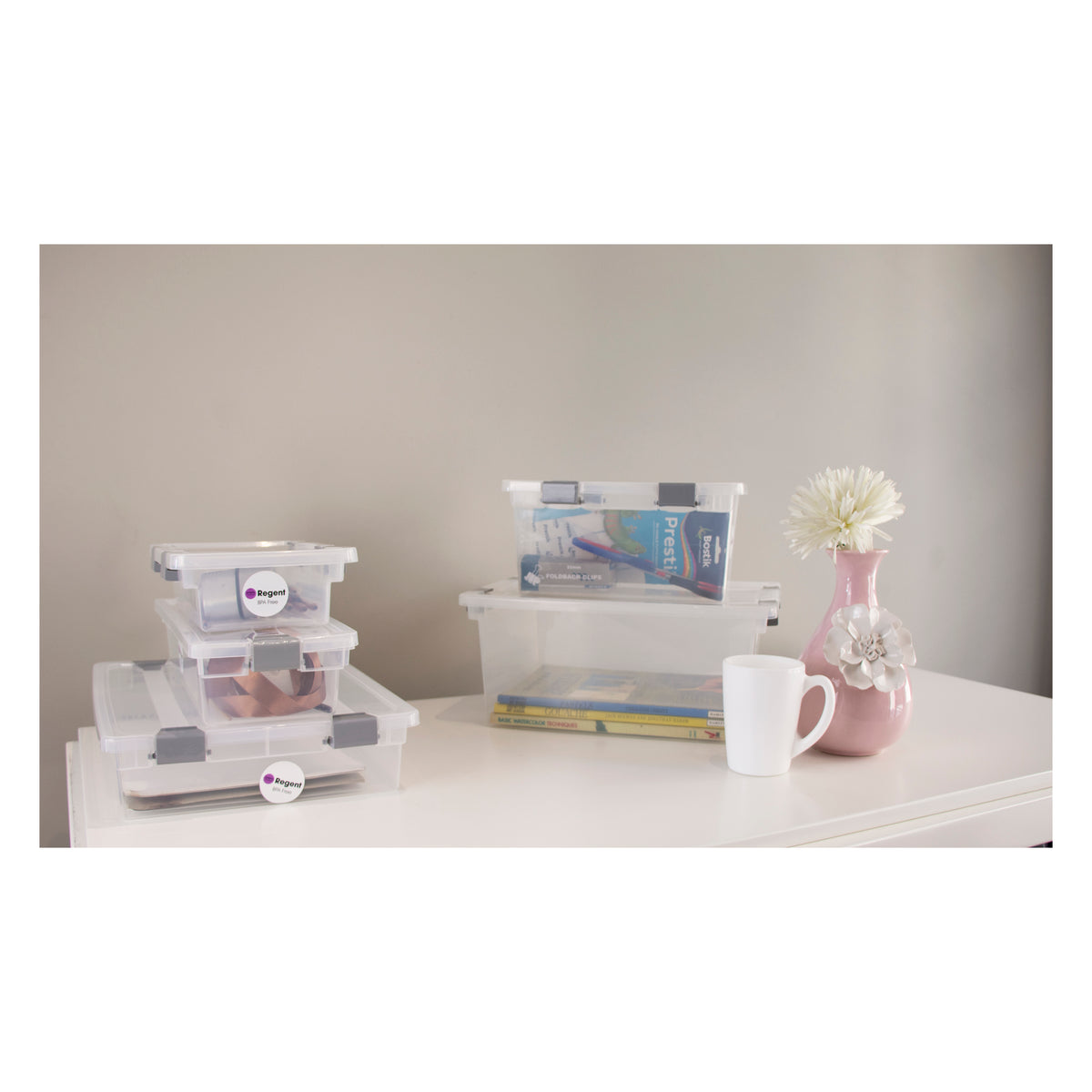 REGENT PLASTIC CLIPPY BOX CLEAR VALUE 4PK