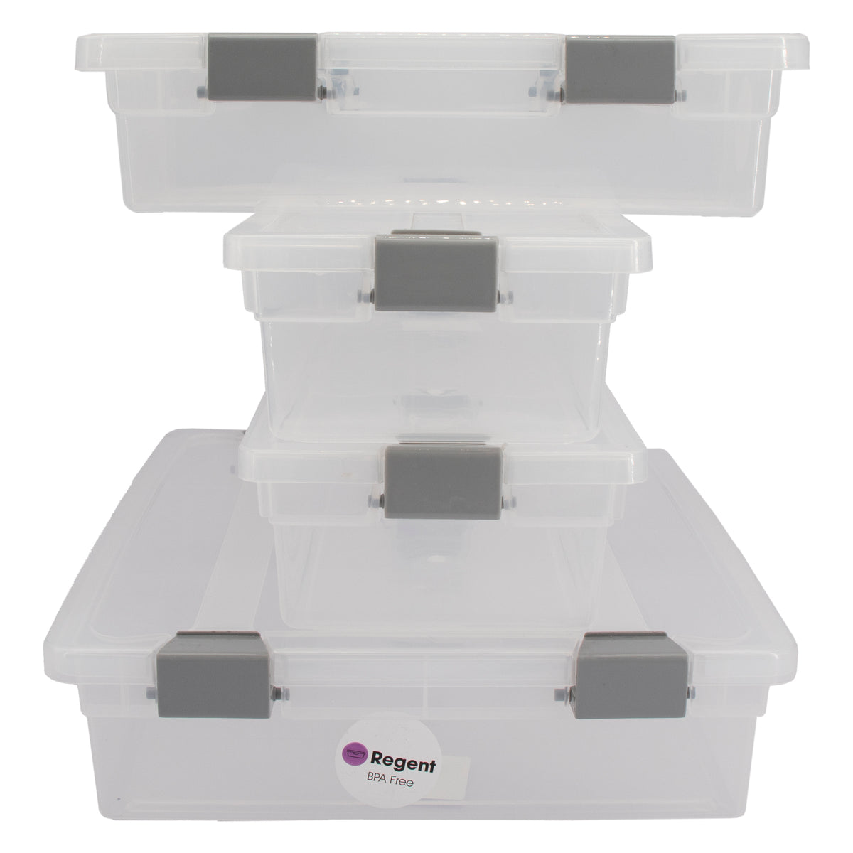 REGENT PLASTIC CLIPPY BOX CLEAR VALUE 4PK