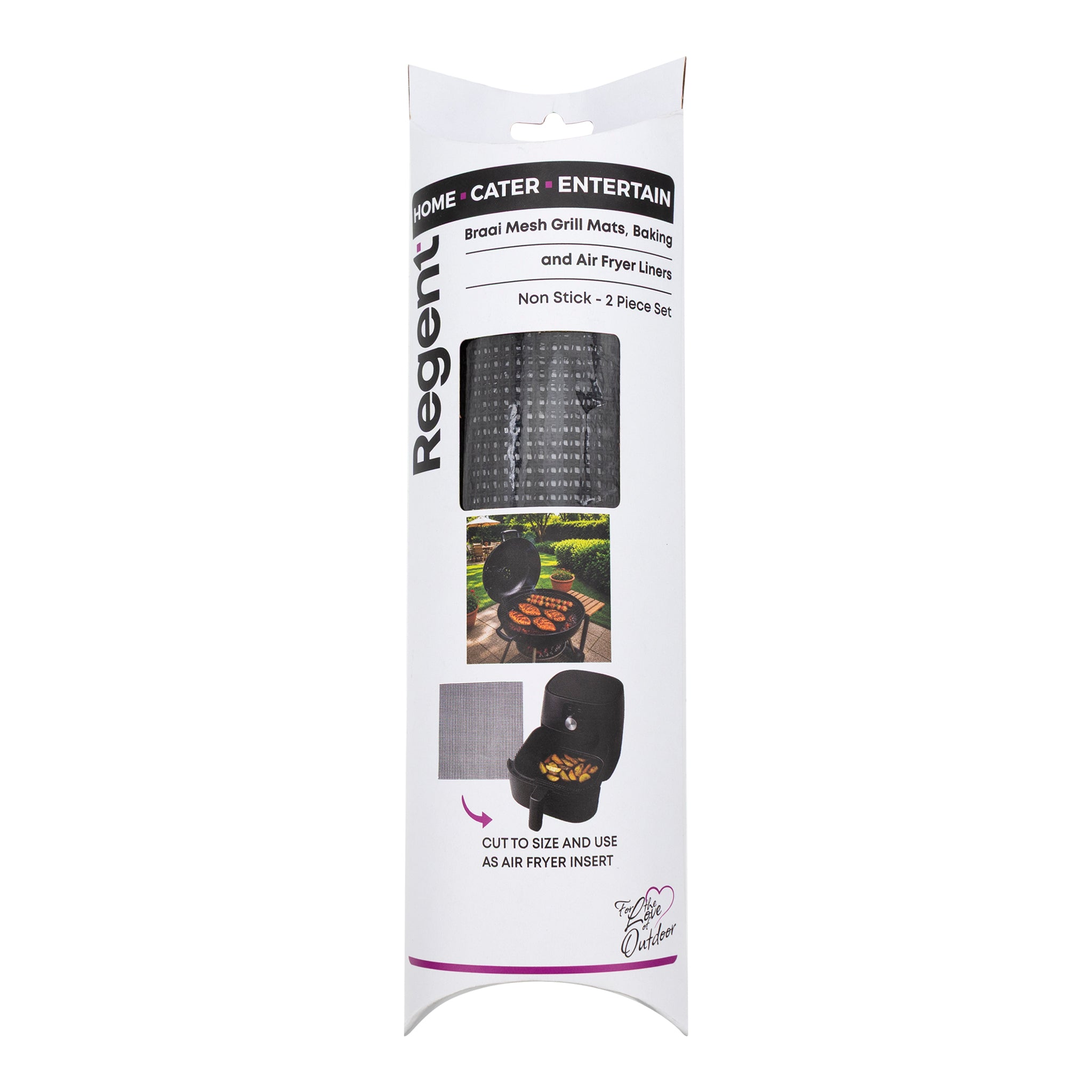 REGENT RE-USEABLE BBQ GRILL MESH MATS/AIR FRYER LINERS 2PK, 320X320MM