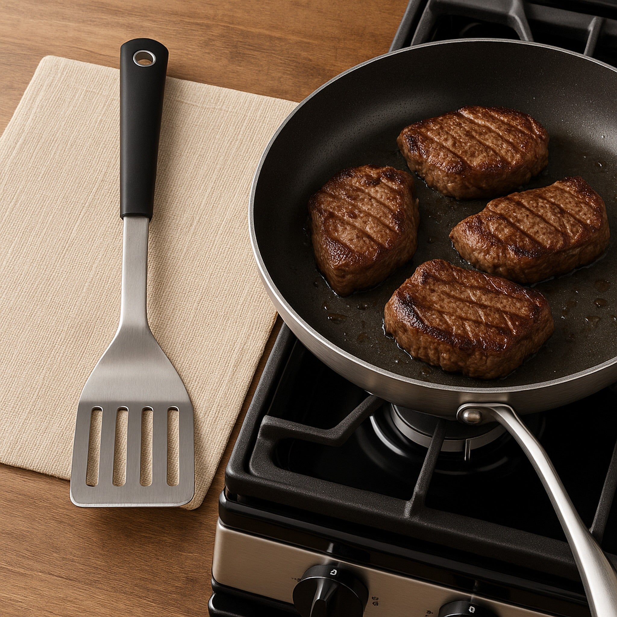 REGENT BRAAI TURNER STAINLESS STEEL WITH TPR HANDLE, 430MM