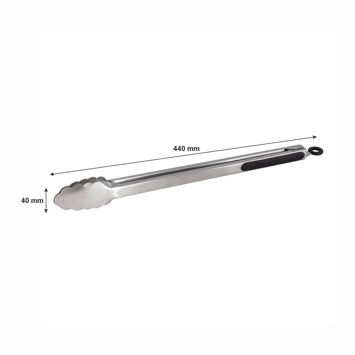 REGENT BRAAI TONG STAINLESS STEEL WITH BLACK HANDLE, 440MM