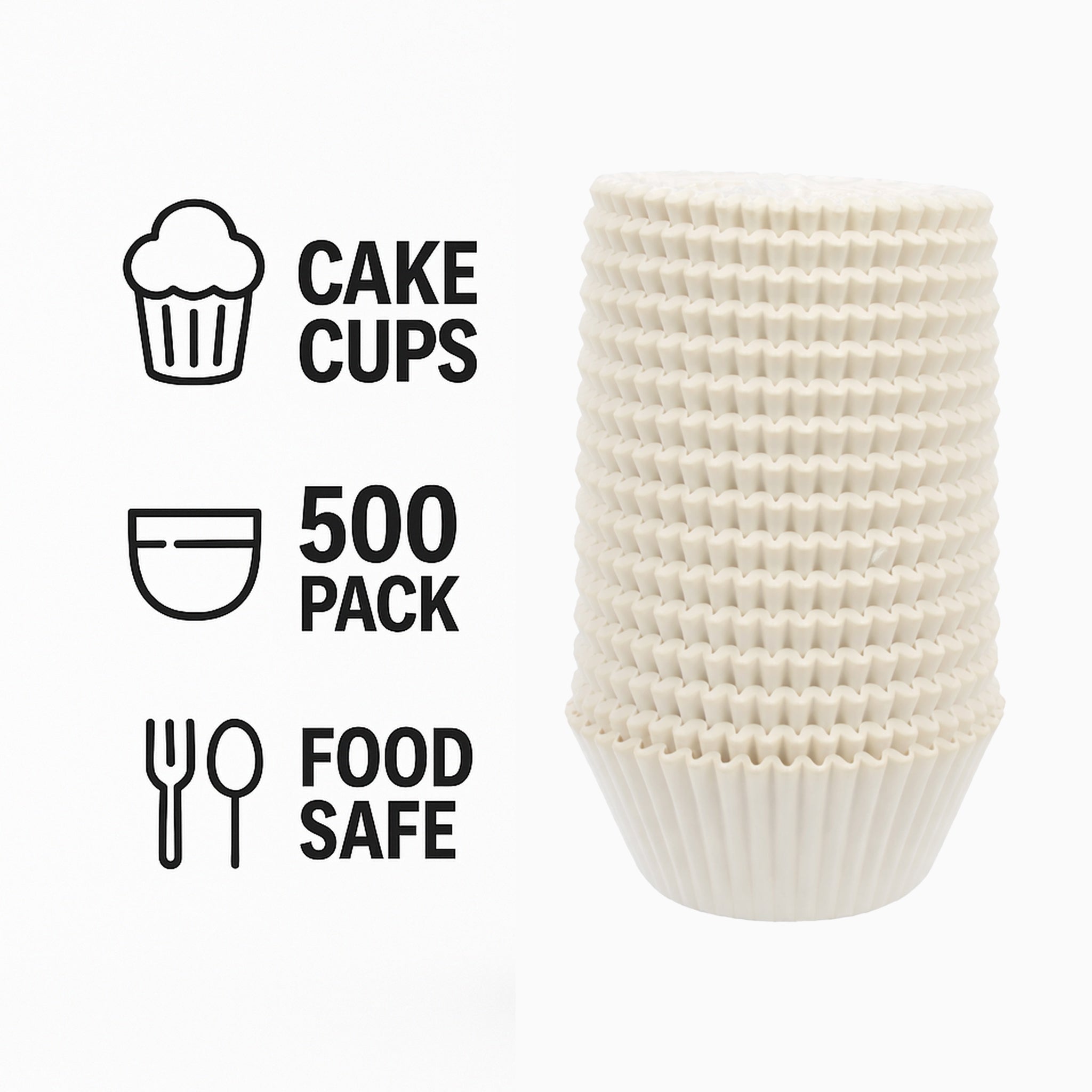 REGENT CAKE CUPS WHITE IN SHRINK TUBE 500PK, 50X32.5MM