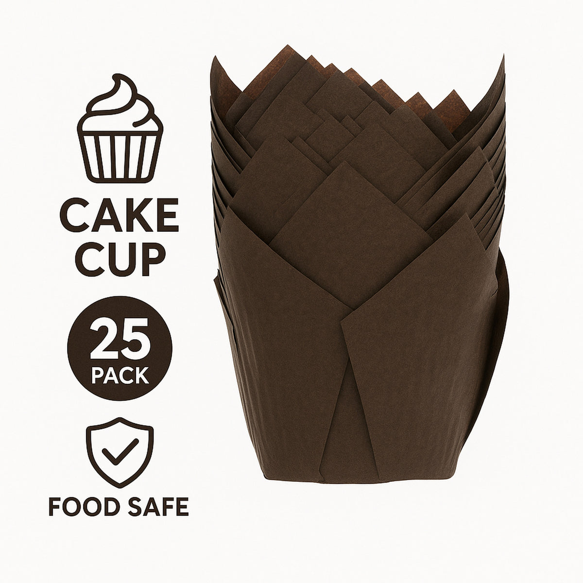 REGENT TULIP MUFFIN CUPS BROWN GREASE PROOF PAPER 50PK, 175MMX165MM