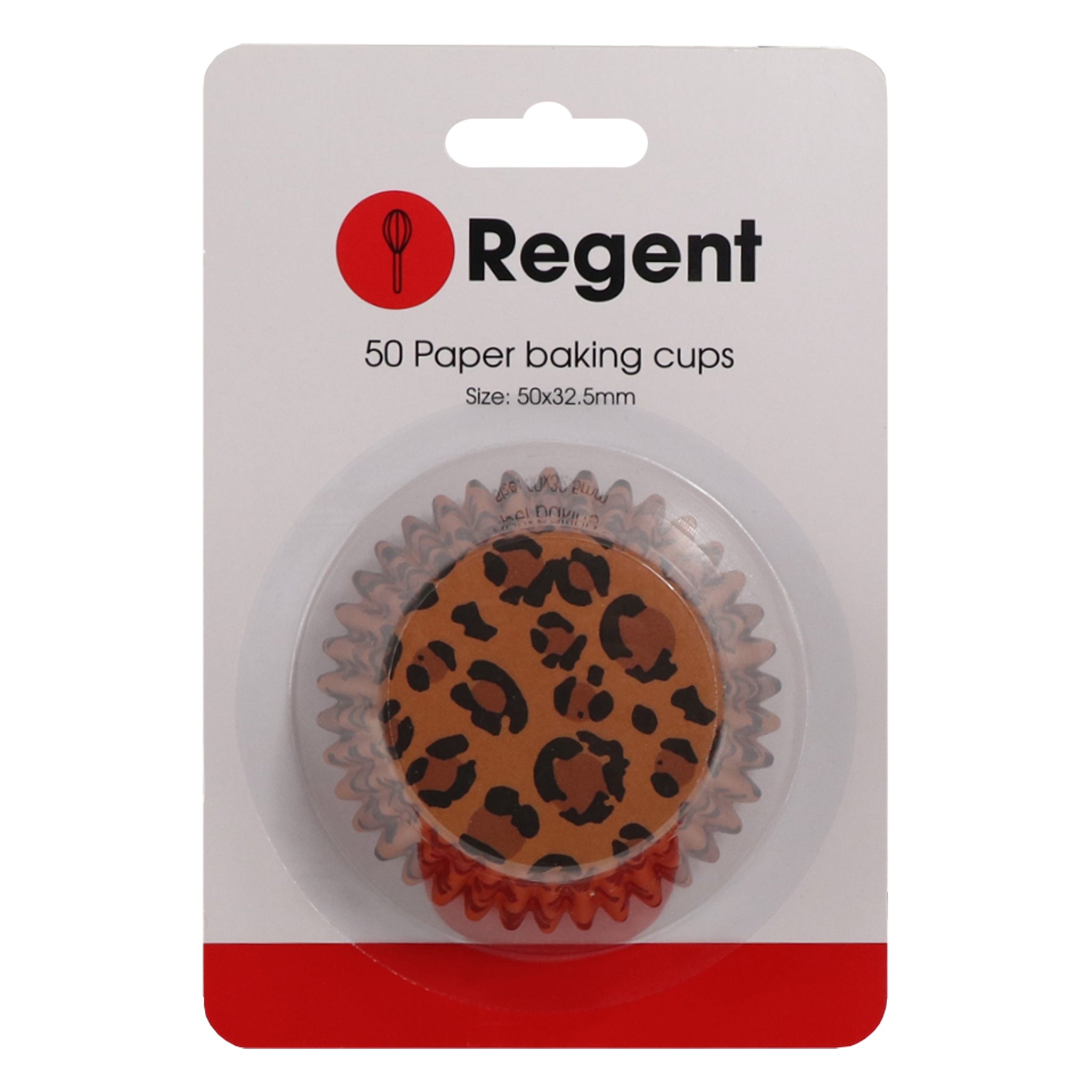 REGENT CAKE CUPS BROWN AND BLACK LEOPARD PRINT 50PK, 50X32.5MM