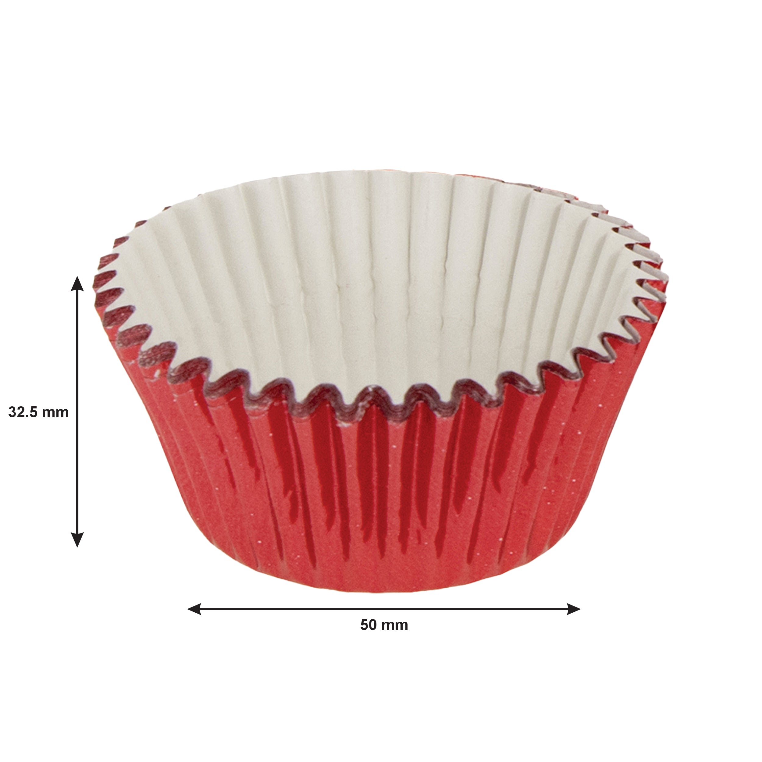 REGENT CAKE CUPS METALLIC RED FOIL 50PK, 50X32.5MM