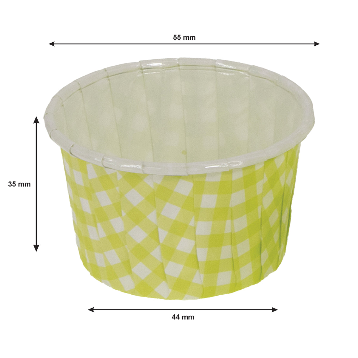 REGENT CAKE/ICE CREAM LIME GREEN CHECK PET LINED 25PK, 55MM DIAX35MM