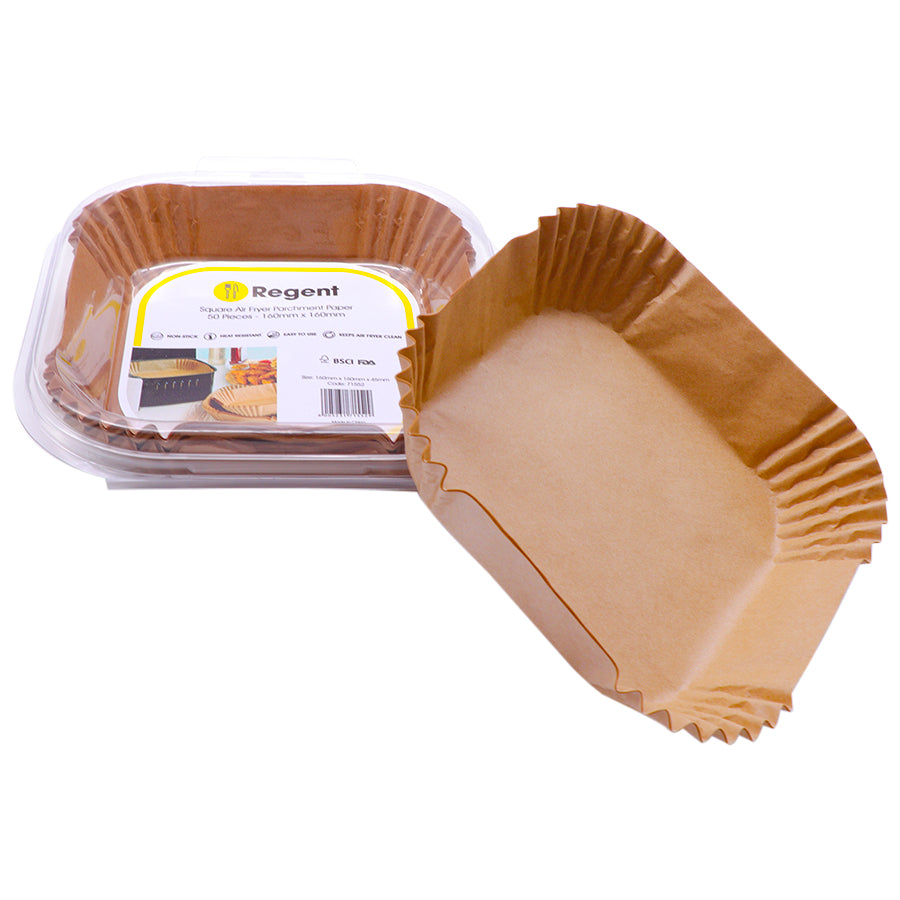 REGENT AIR FRYER SQUARE PARCHMENT PAPER LINERS IN PVC BOX 50PK, 160X160MM