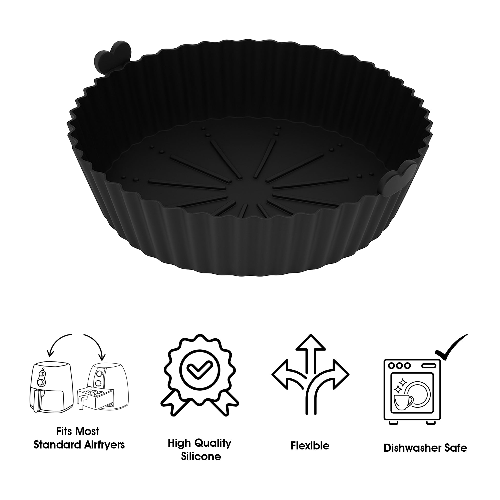 REGENT ROUND AIRFRYER BLACK SILICONE BASKET, 175MM DIA