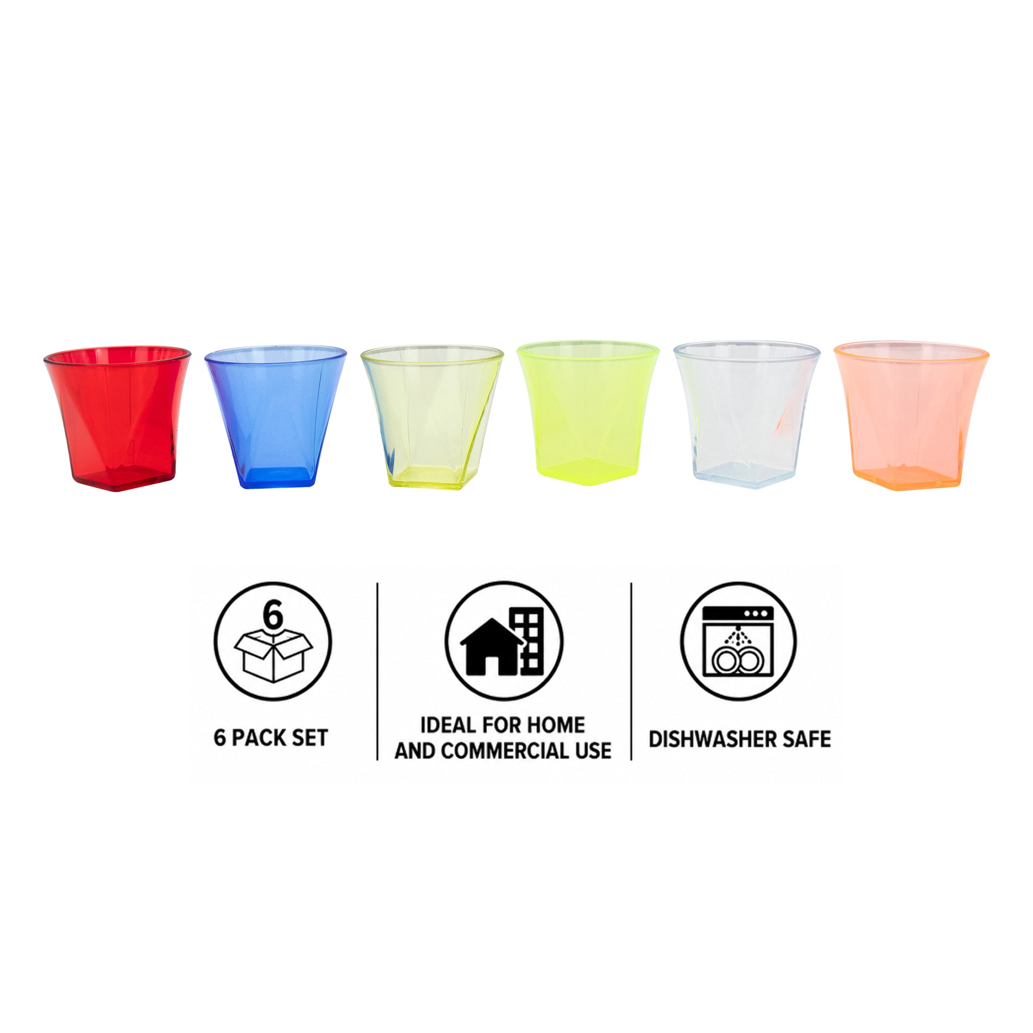 BAR BUTLER COLOURED SHOT GLASSES PLASTIC 6PK, 50ML - 52MM DIA