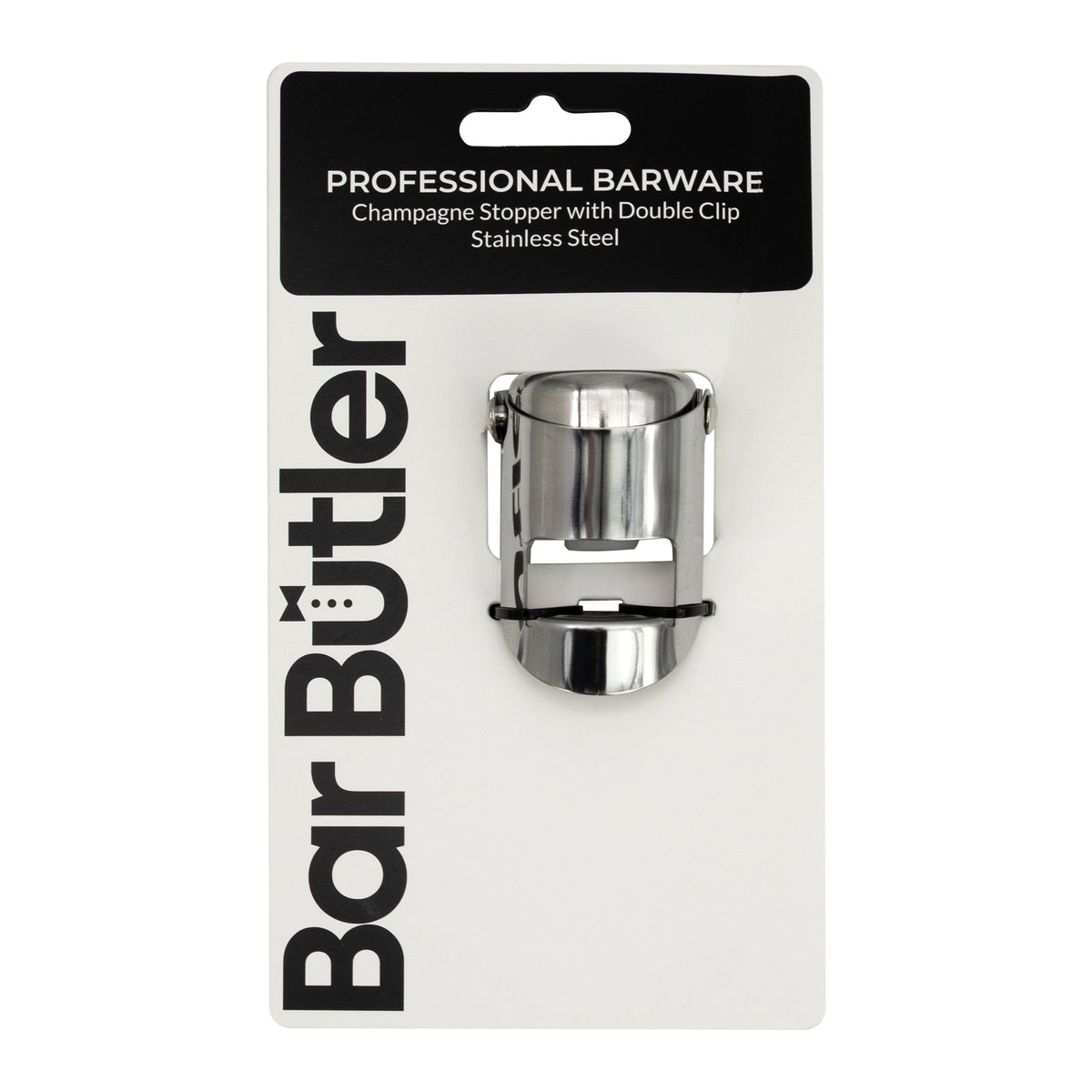 BAR BUTLER CHAMPAGNE STOPPER WITH DOUBLE CLIP ST.STEEL