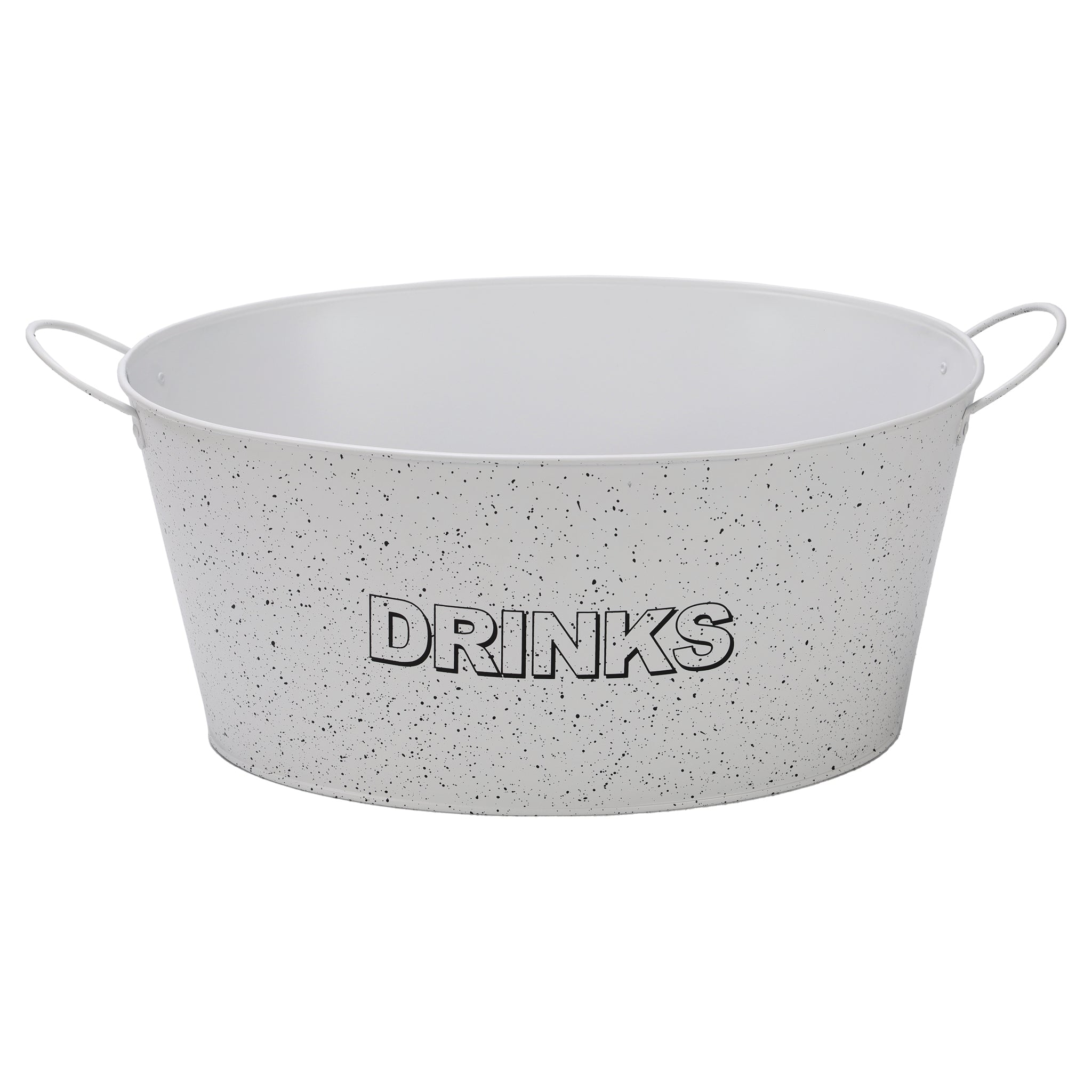 BAR BUTLER OVAL WINE TUB WITH HANDLES WHITE MOTTLED BLACK, 13L