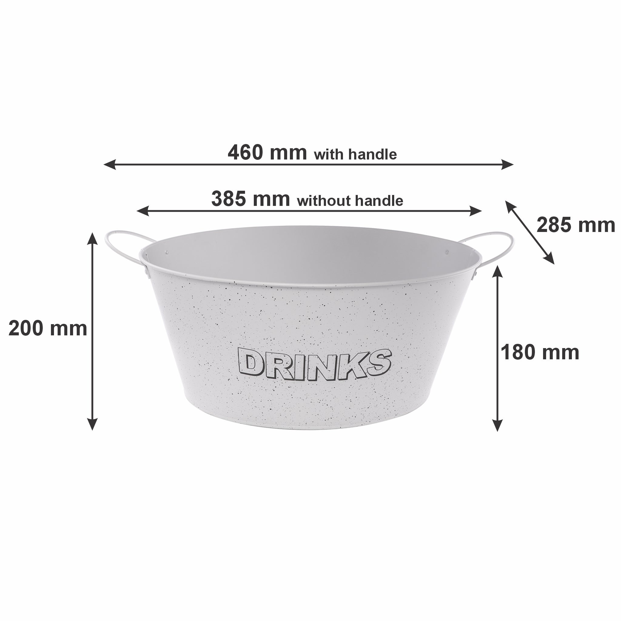 BAR BUTLER OVAL WINE TUB WITH HANDLES WHITE MOTTLED BLACK, 13L