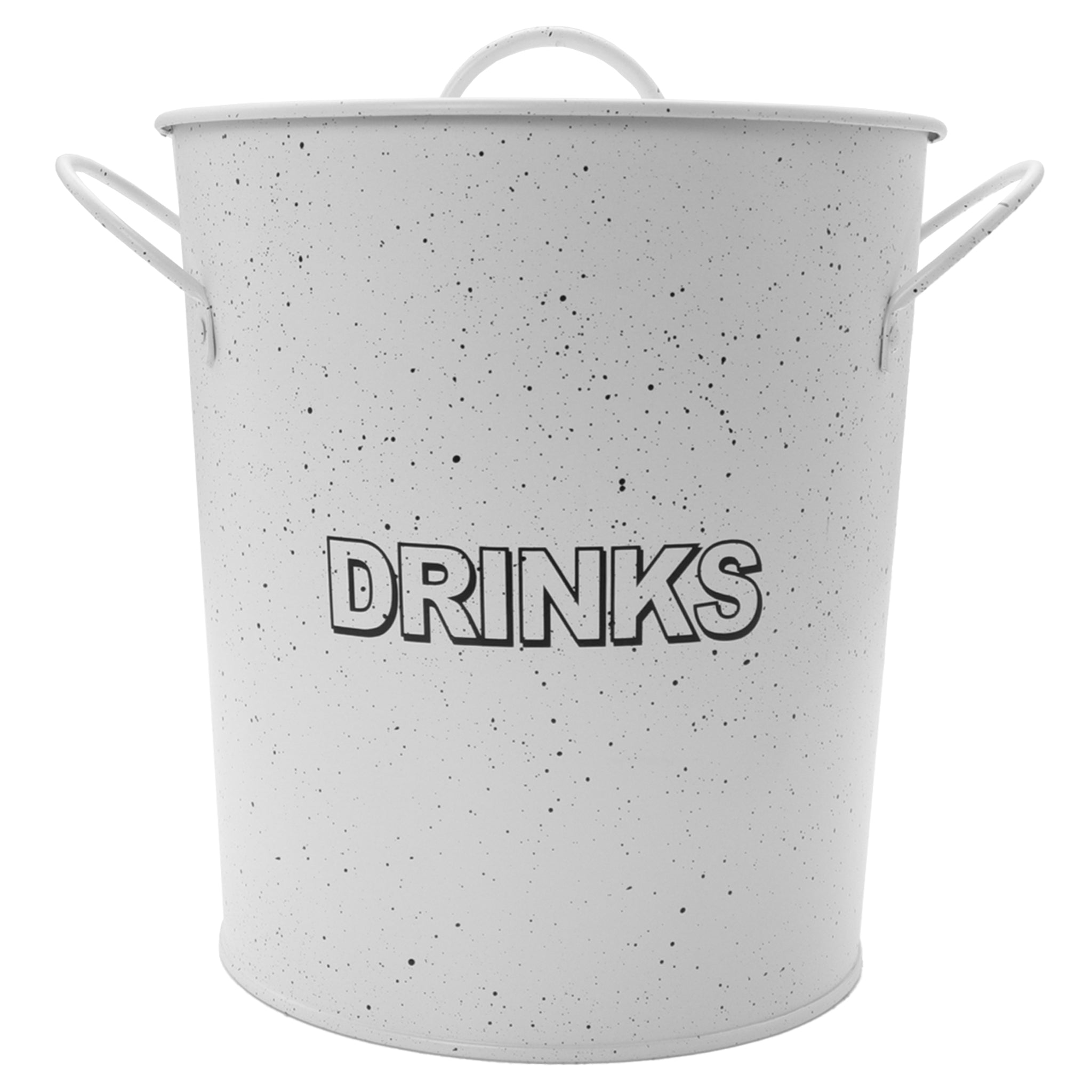 BAR BUTLER ICE BUCKET WITH HANDLES, PLASTIC LINER & LID WHITE MOTTLED BLACK, 3L