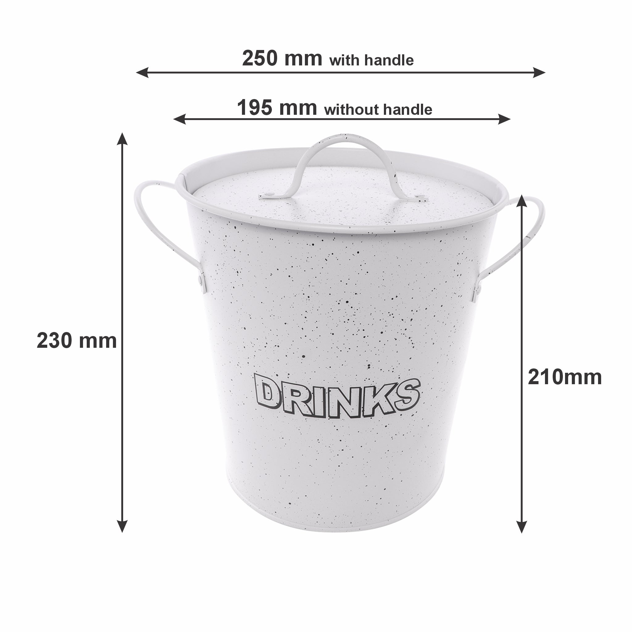 BAR BUTLER ICE BUCKET WITH HANDLES, PLASTIC LINER & LID WHITE MOTTLED BLACK, 3L