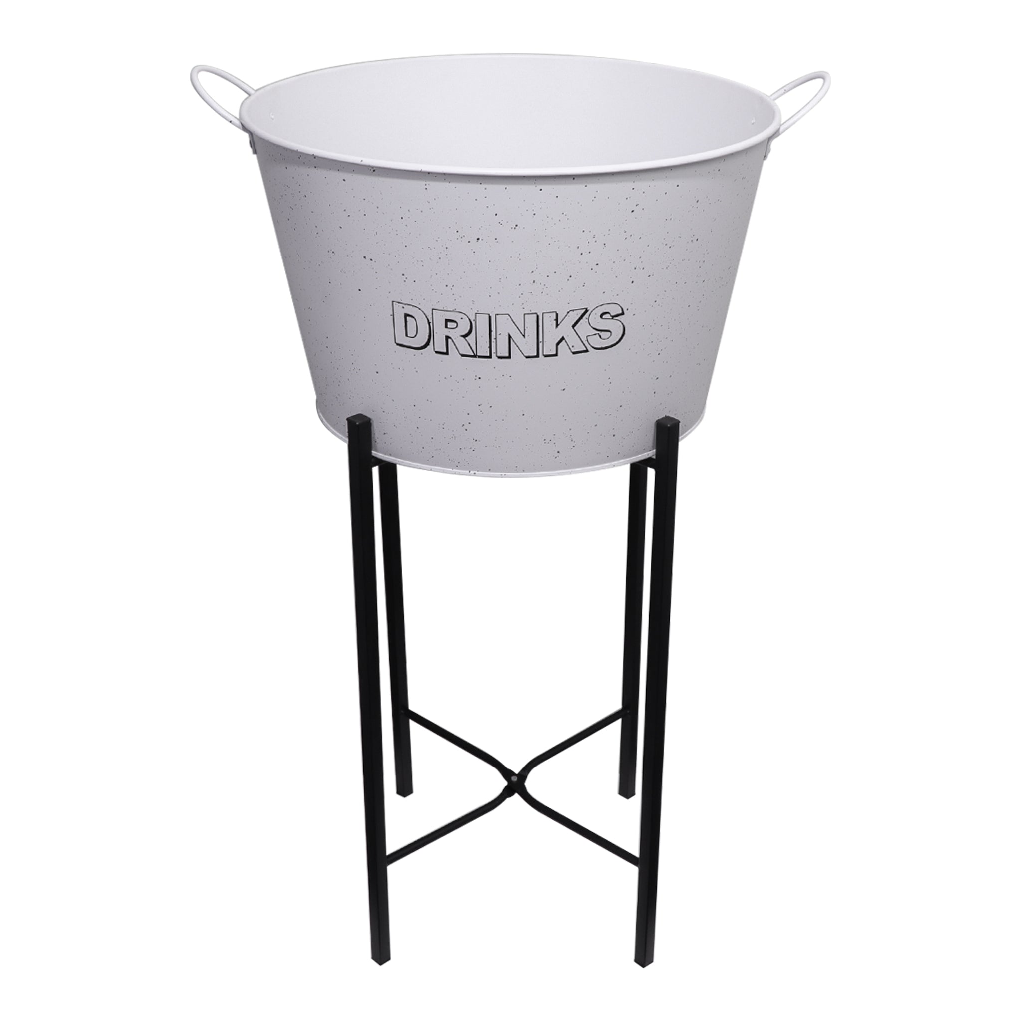 BAR BUTLER WINE BUCKET WITH HANDLES WHITE MOTTLED BLACK ON A BLACK STAND, 18L