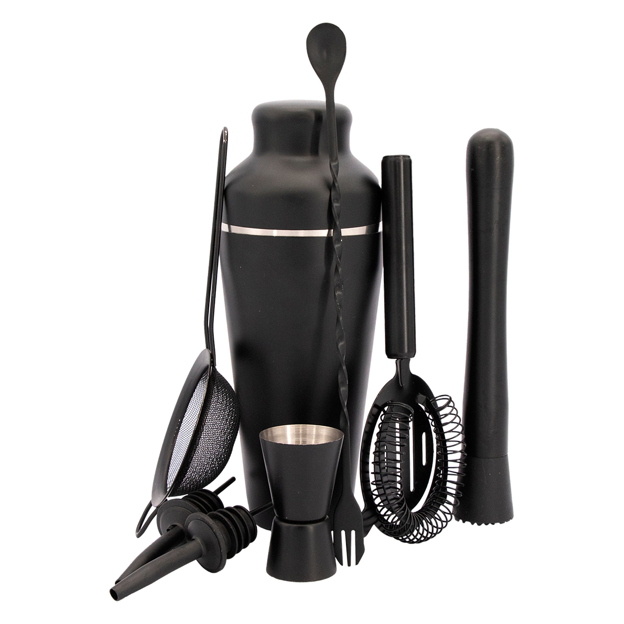 BAR BUTLER COCKTAIL BAR SHAKER ST STEEL MATTE BLACK 8PCS SET