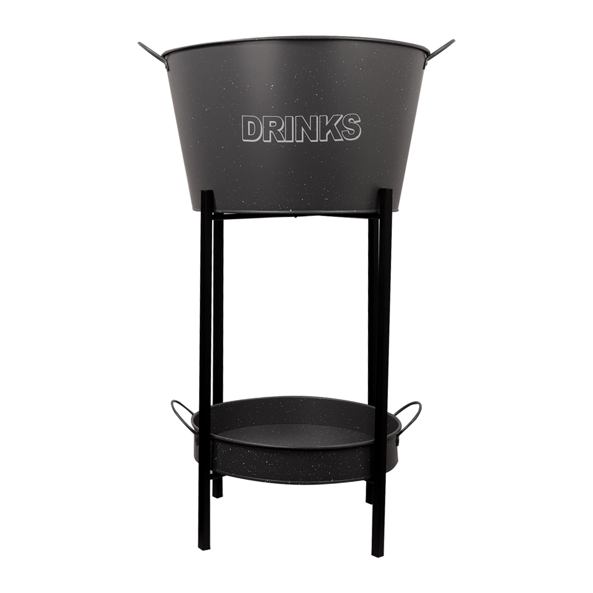 BAR BUTLER WINE BUCKET WITH HANDLES GREY MOTTLED WHITE ON A BLACK STAND, 18L
