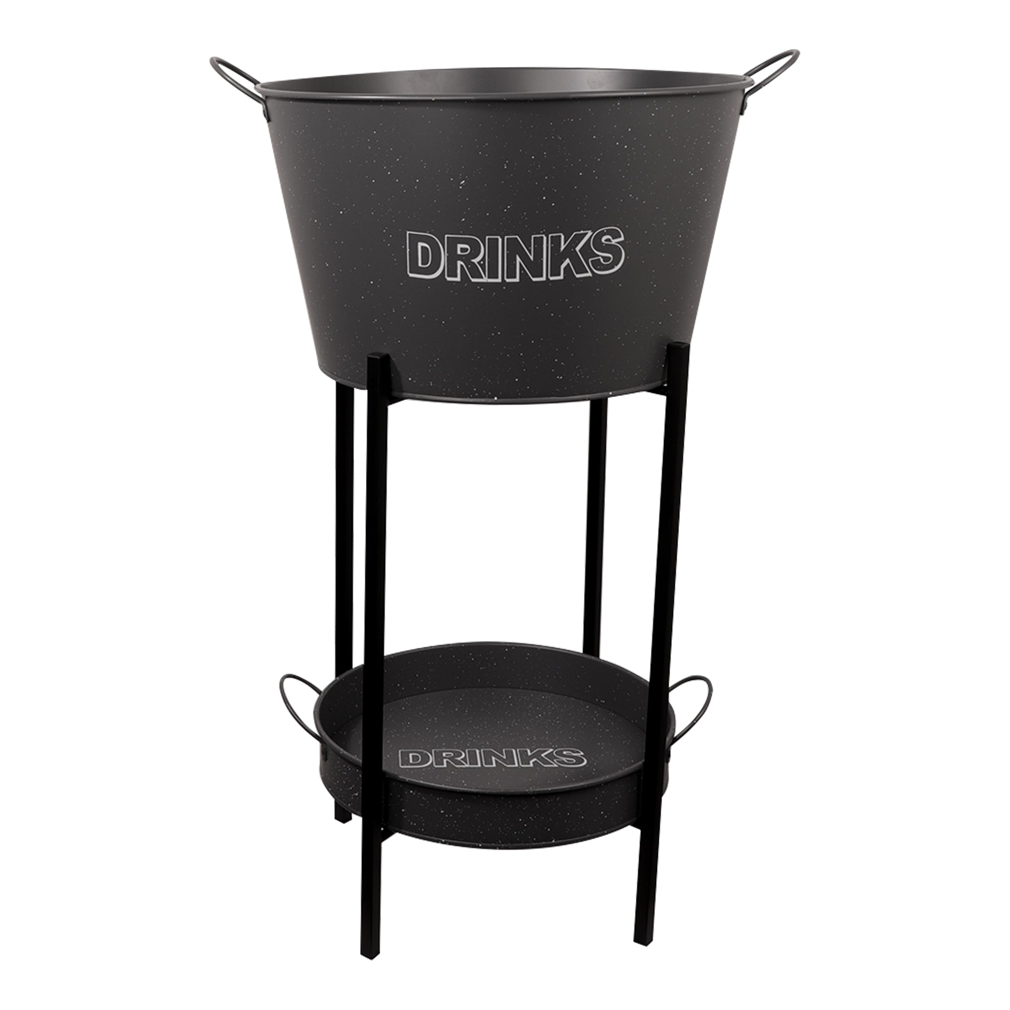 BAR BUTLER WINE BUCKET WITH HANDLES GREY MOTTLED WHITE ON A BLACK STAND, 18L
