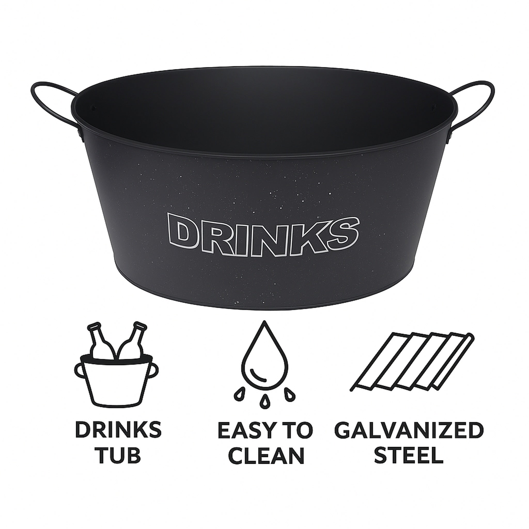 BAR BUTLER OVAL WINE TUB WITH HANDLES GREY MOTTLED WHITE, 13L