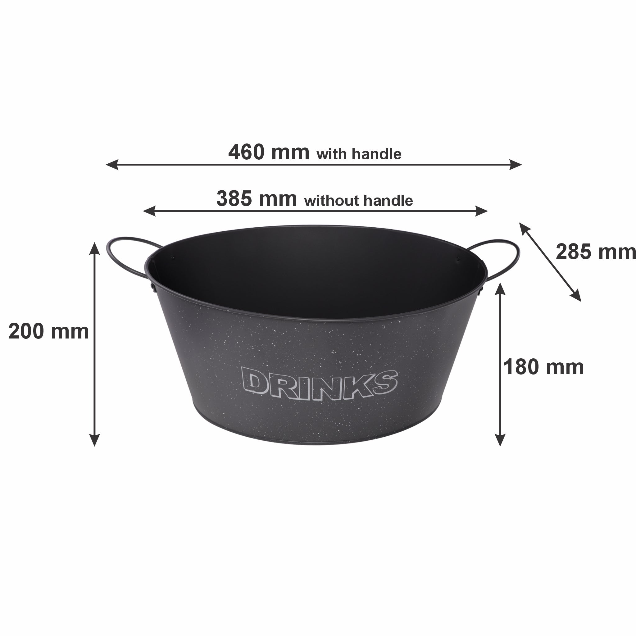 BAR BUTLER OVAL WINE TUB WITH HANDLES GREY MOTTLED WHITE, 13L