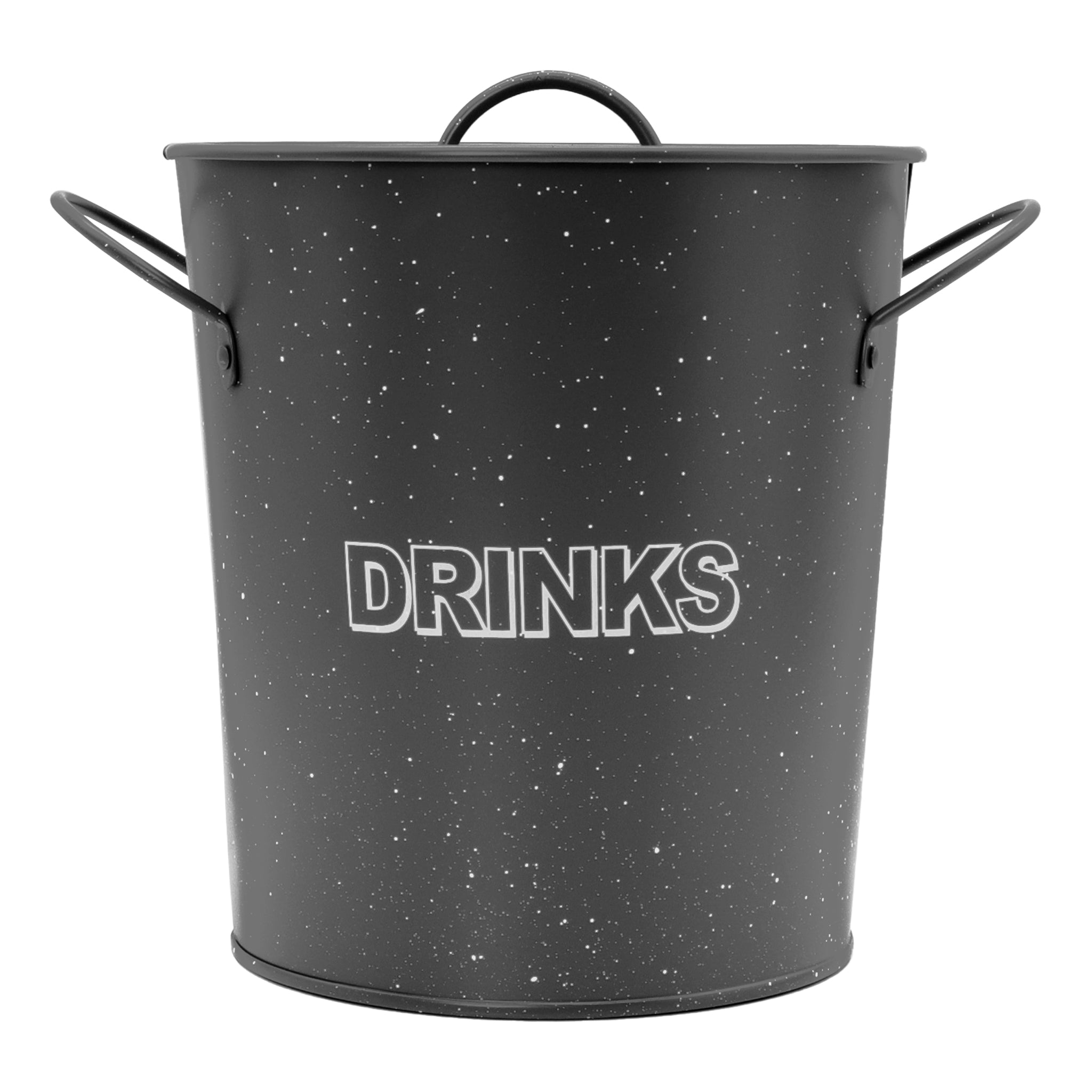 BAR BUTLER ICE BUCKET WITH HANDLES, PLASTIC LINER & LID GREY MOTTLED WHITE, 3L