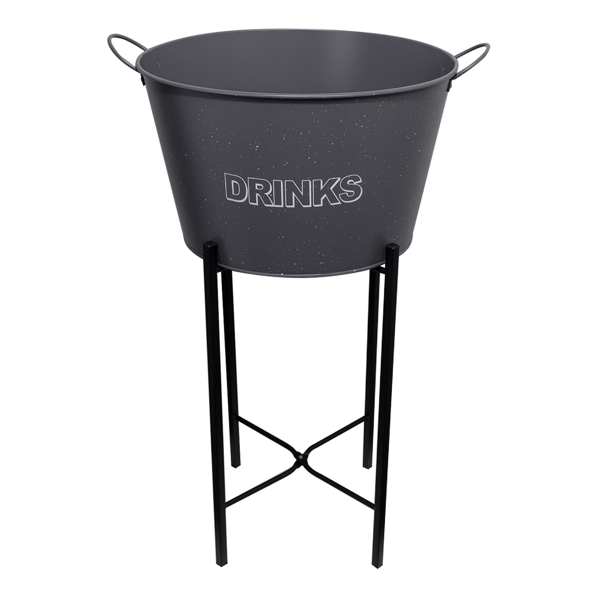 BAR BUTLER WINE BUCKET WITH HANDLES GREY MOTTLED WHITE ON A BLACK STAND, 18L