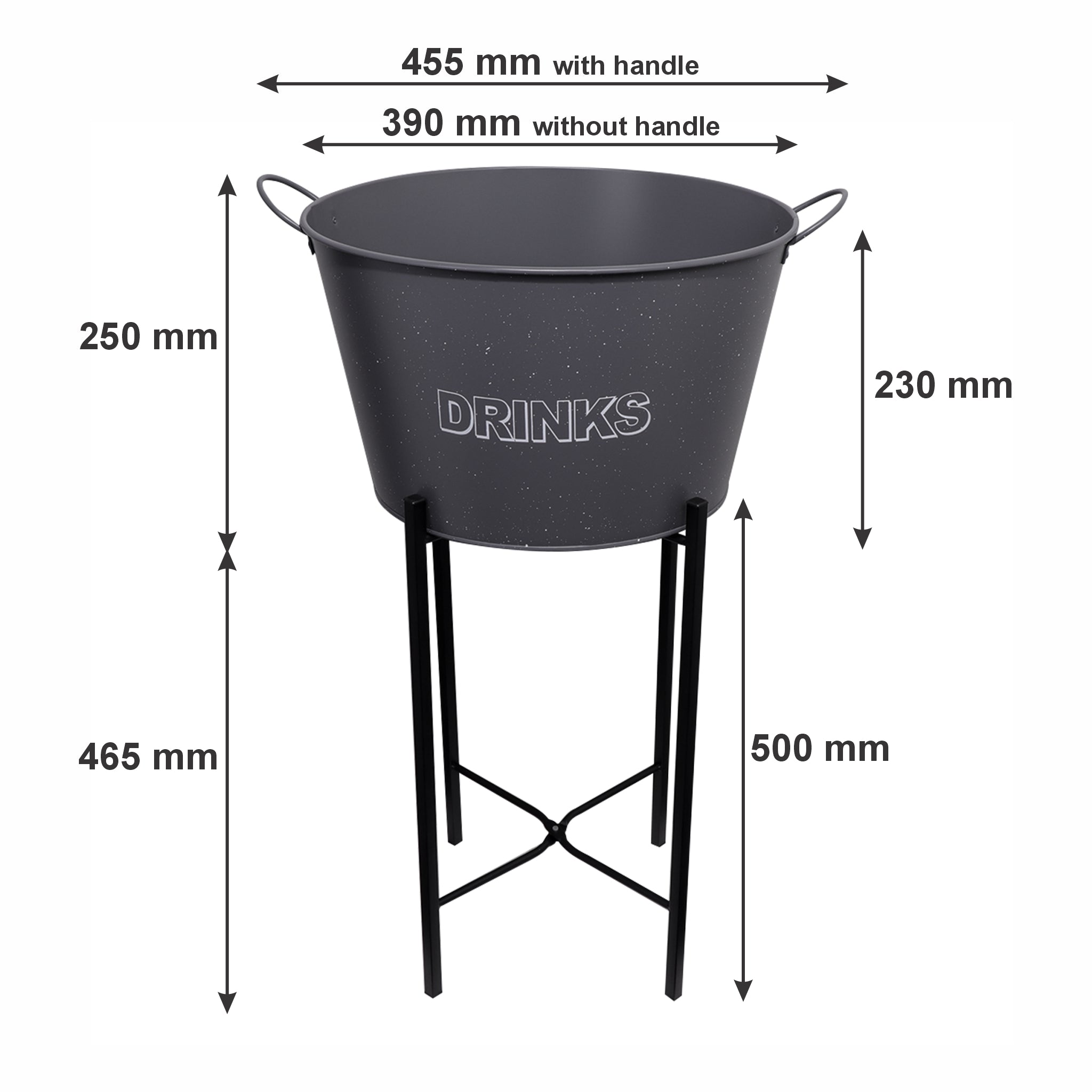 BAR BUTLER WINE BUCKET WITH HANDLES GREY MOTTLED WHITE ON A BLACK STAND, 18L