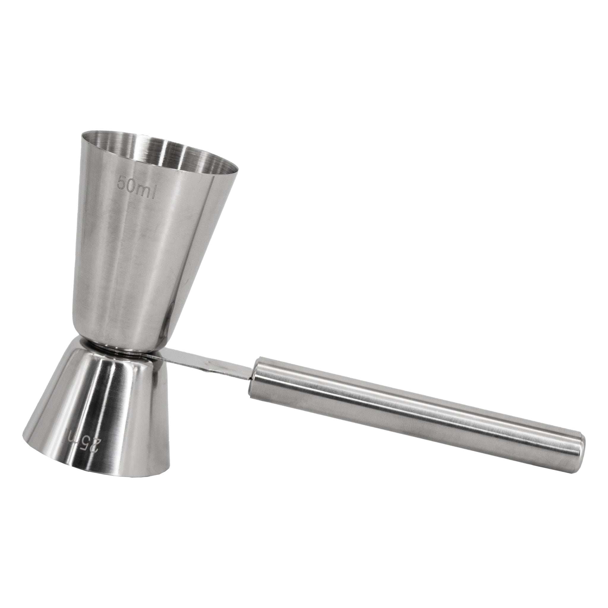 BAR BUTLER DOUBLE TOT MEASURE WITH HANDLE ST STEEL, 25ML/50ML