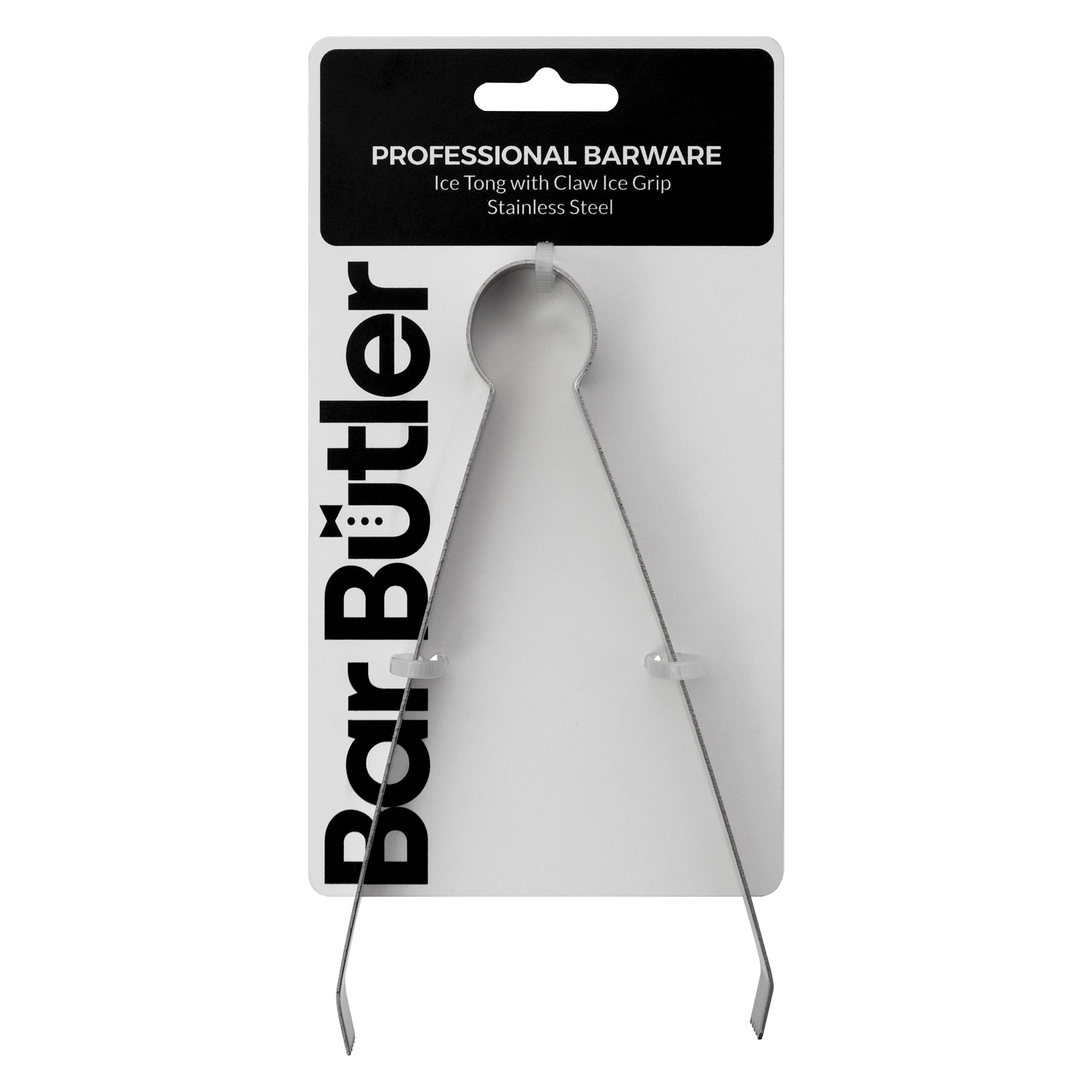 BAR BUTLER ICE TONGS ST STEEL WITH CLAW ICE GRIP, 165MM
